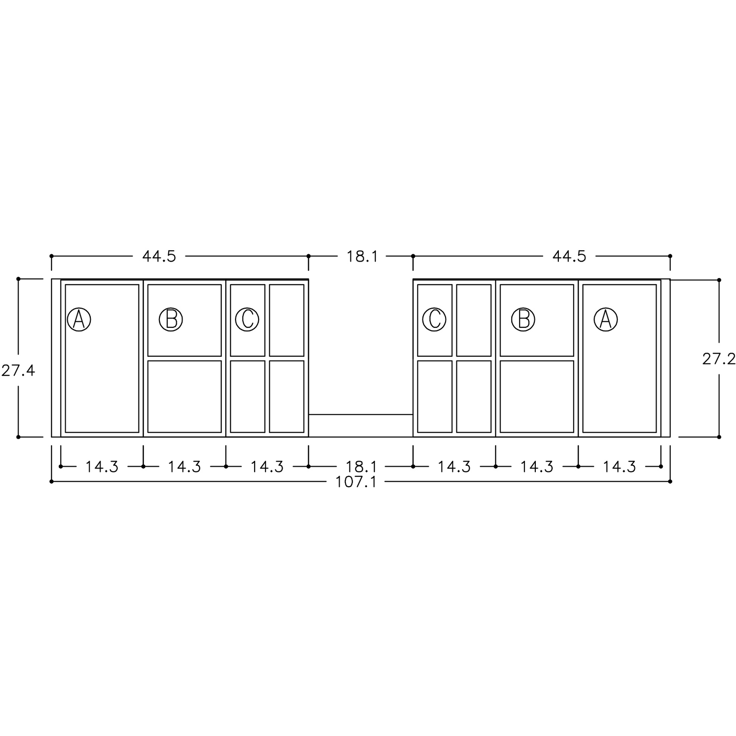 Skuffeinndeler Korsbakken Plexiglass Sett for 120 cm Skuff