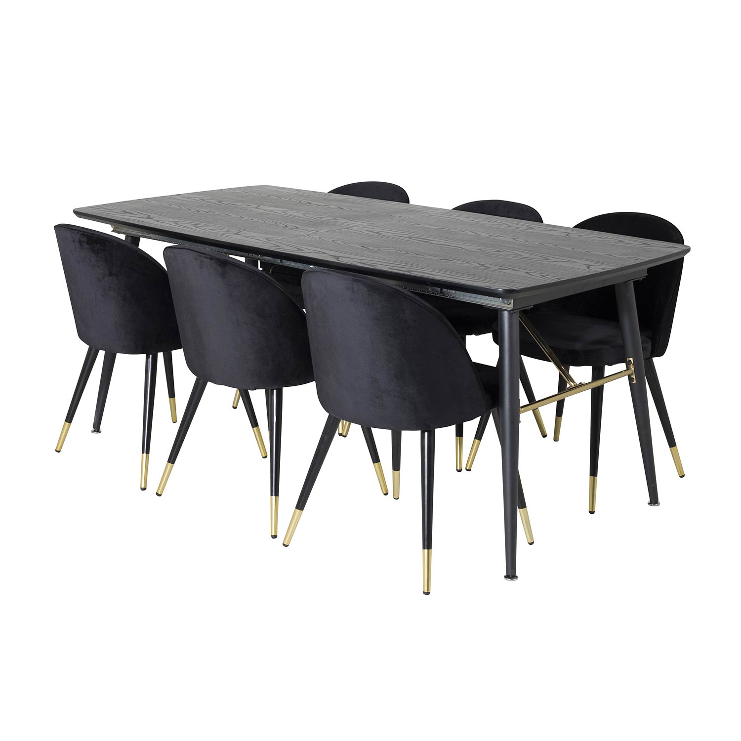 Spisegruppe Venture Home Gold med 6 Velvet Stoler