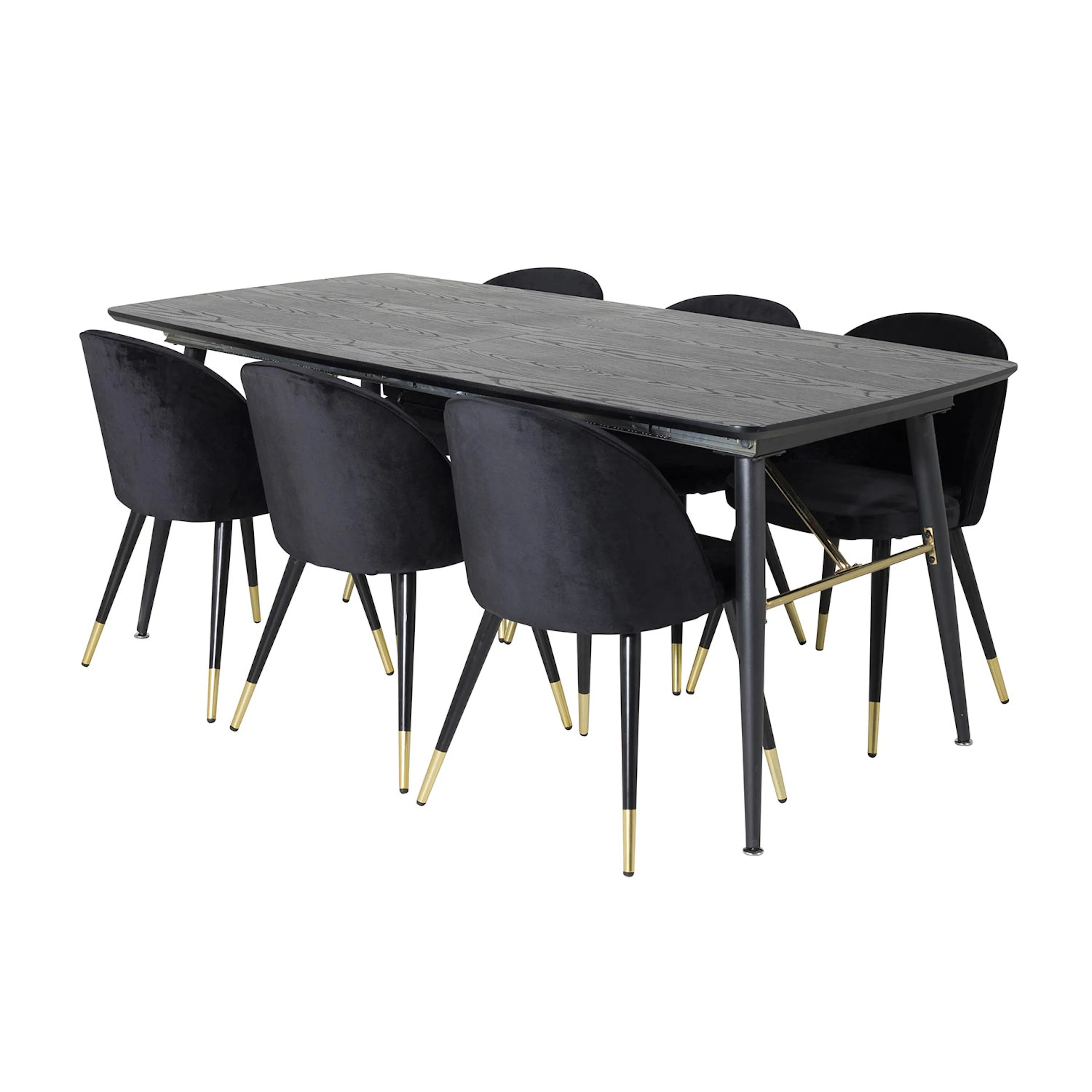 Spisegruppe Venture Home Gold med 6 Velvet Stoler