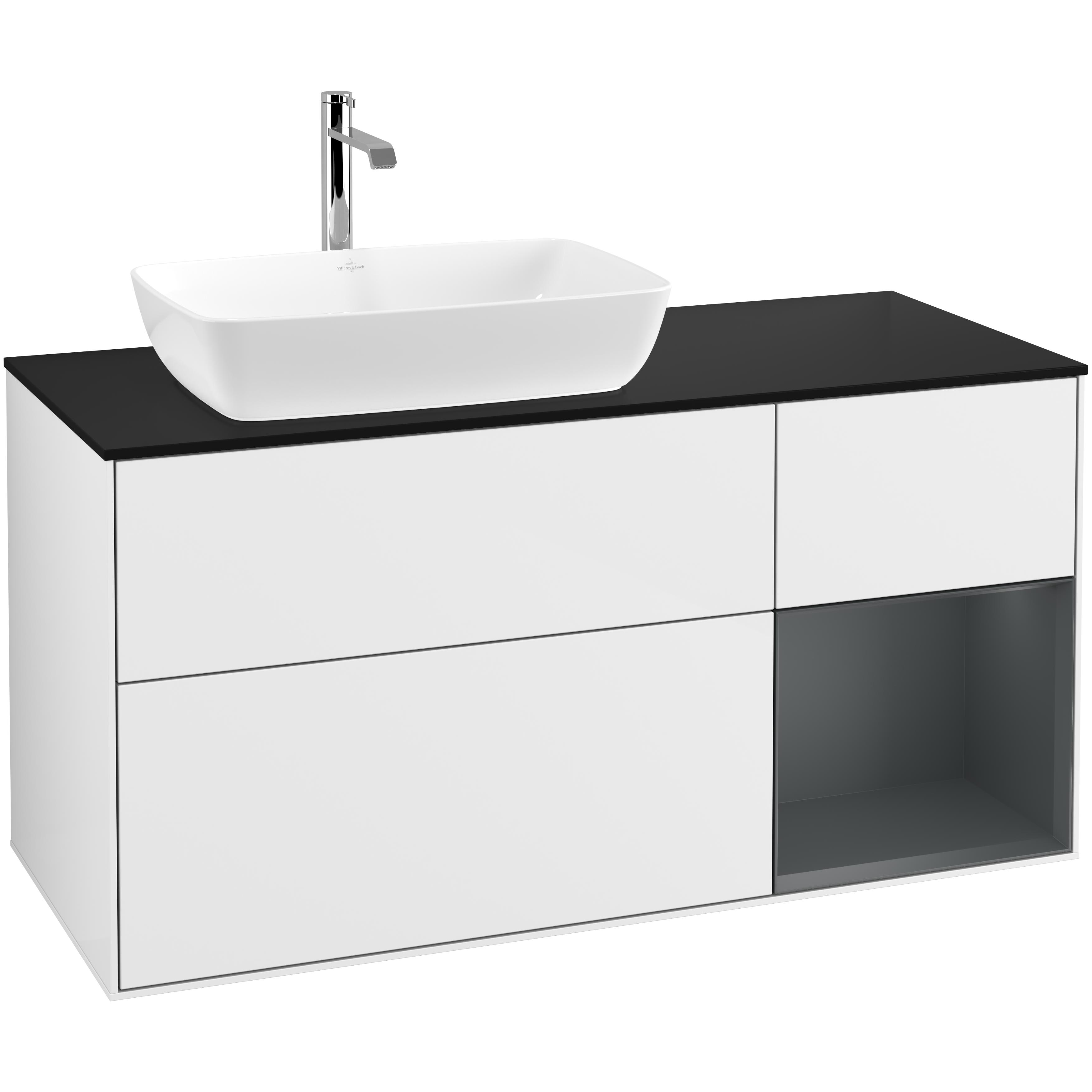 Tvättställsskåp Villeroy & Boch Finion med 3 Lådor Hylla och Bänkskiva för Ocentrerat Tvättställ från Artis & Collaro
