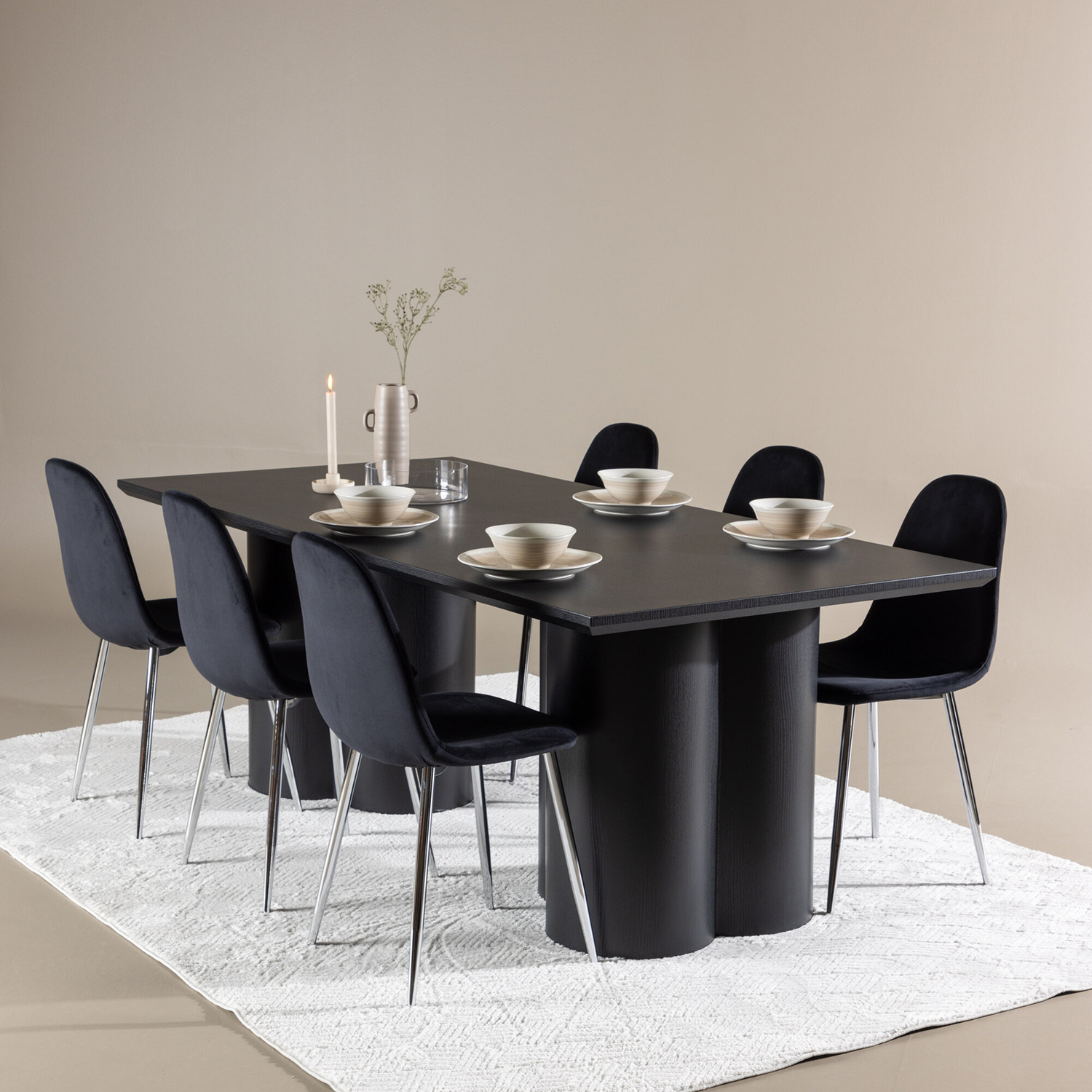 Spisegruppe Venture Home Olivia 210 med 6 stk Polar Stoler Fløyel