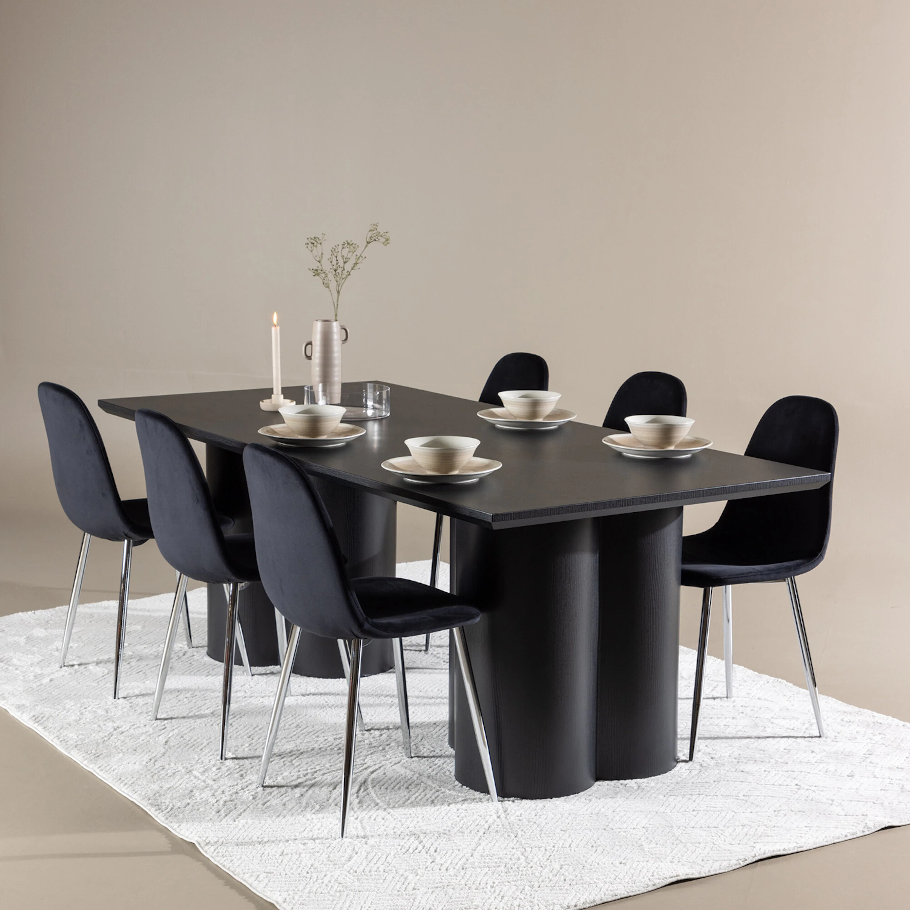 Spisegruppe Venture Home Olivia 210 med 6 stk Polar Stoler Fløyel