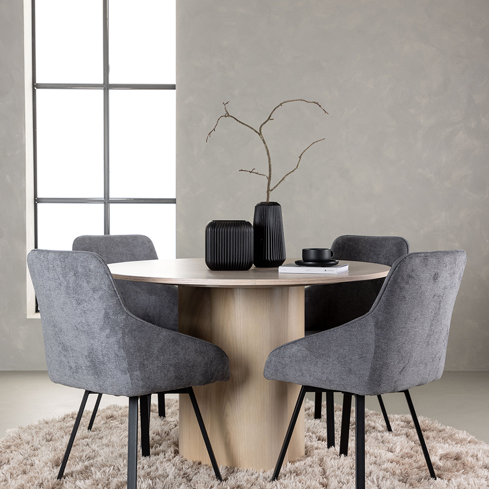 Spisegruppe Venture Home Olivia Ø110 cm med 4 stk Rosie Stoler