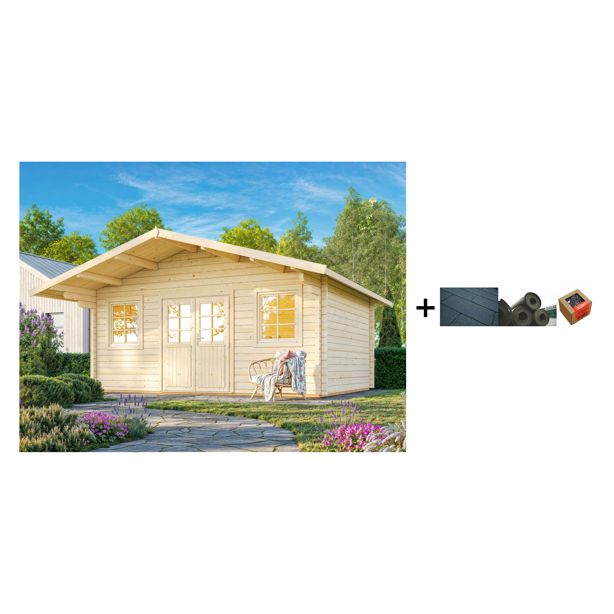 Anneks Palmako Helena 18,6 m2 med Shingel, Papp og Spiker