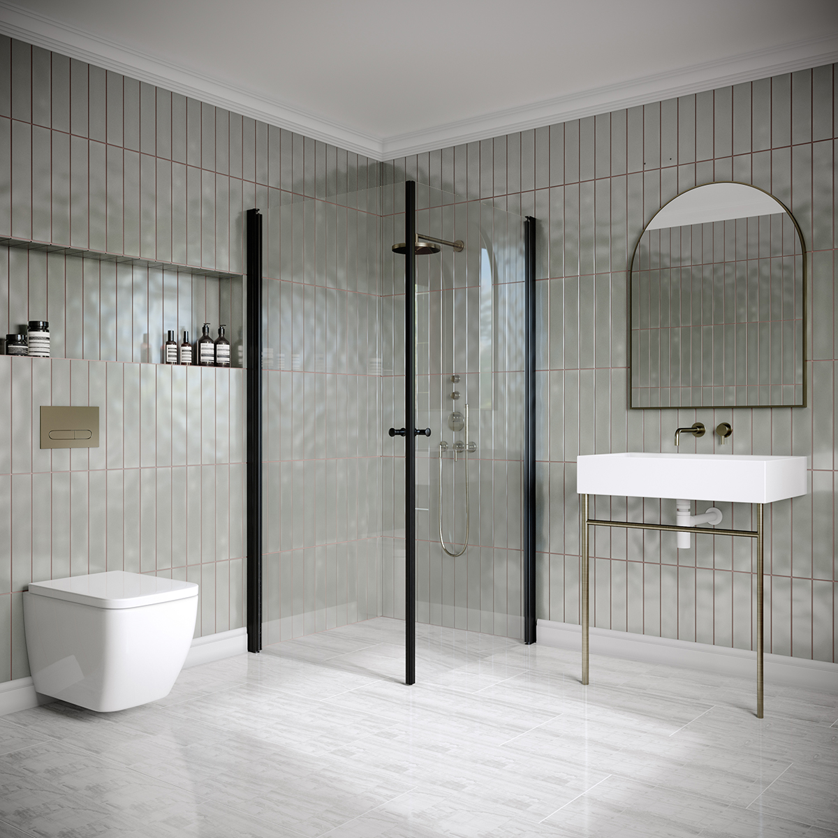 Hietakari Classic 148 805x805x1900 mm, Klart Glass, Sorte profiler