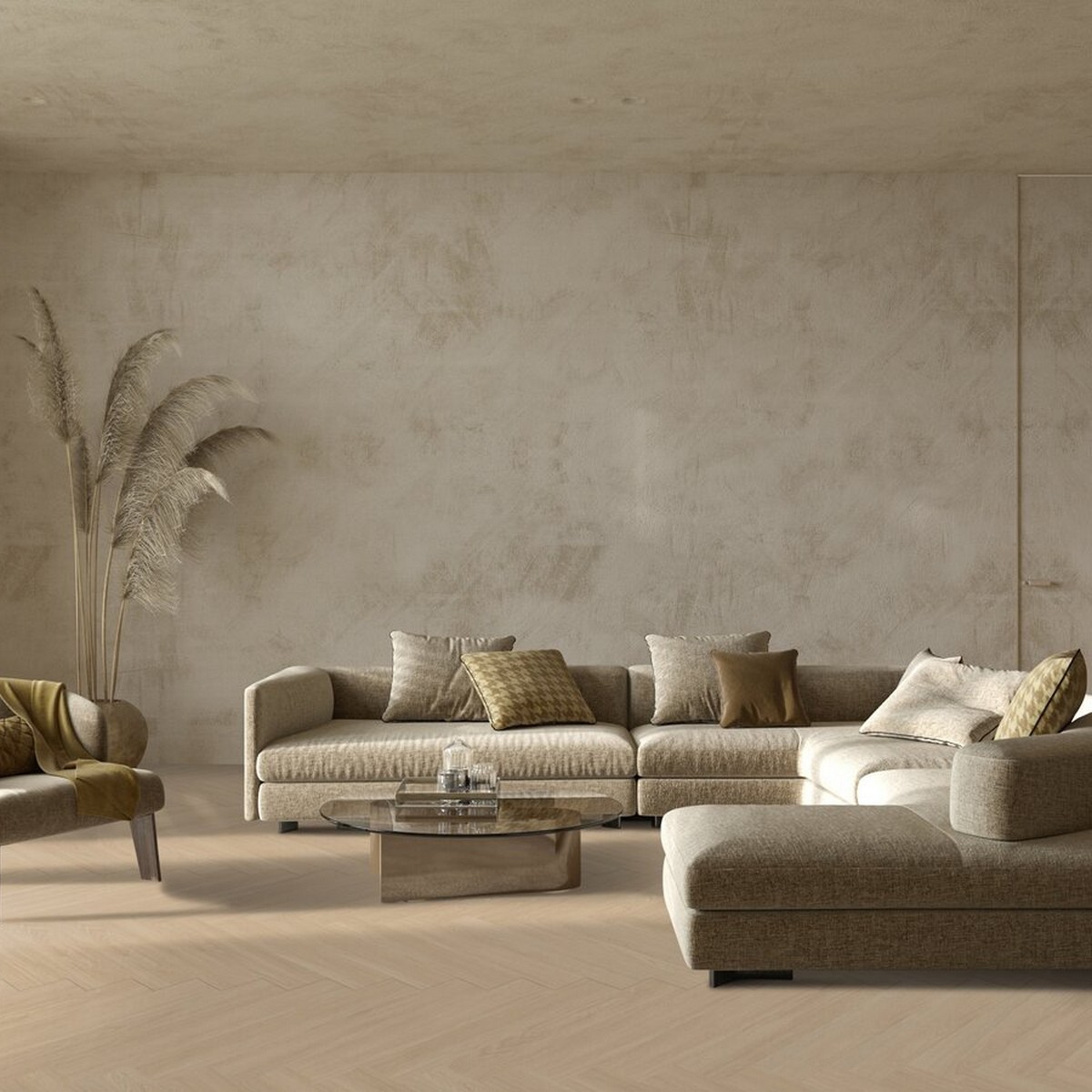 Vinylgulv Gerflor Virtuo 55 Rigid Acoustic Blomma Beige Herringbone