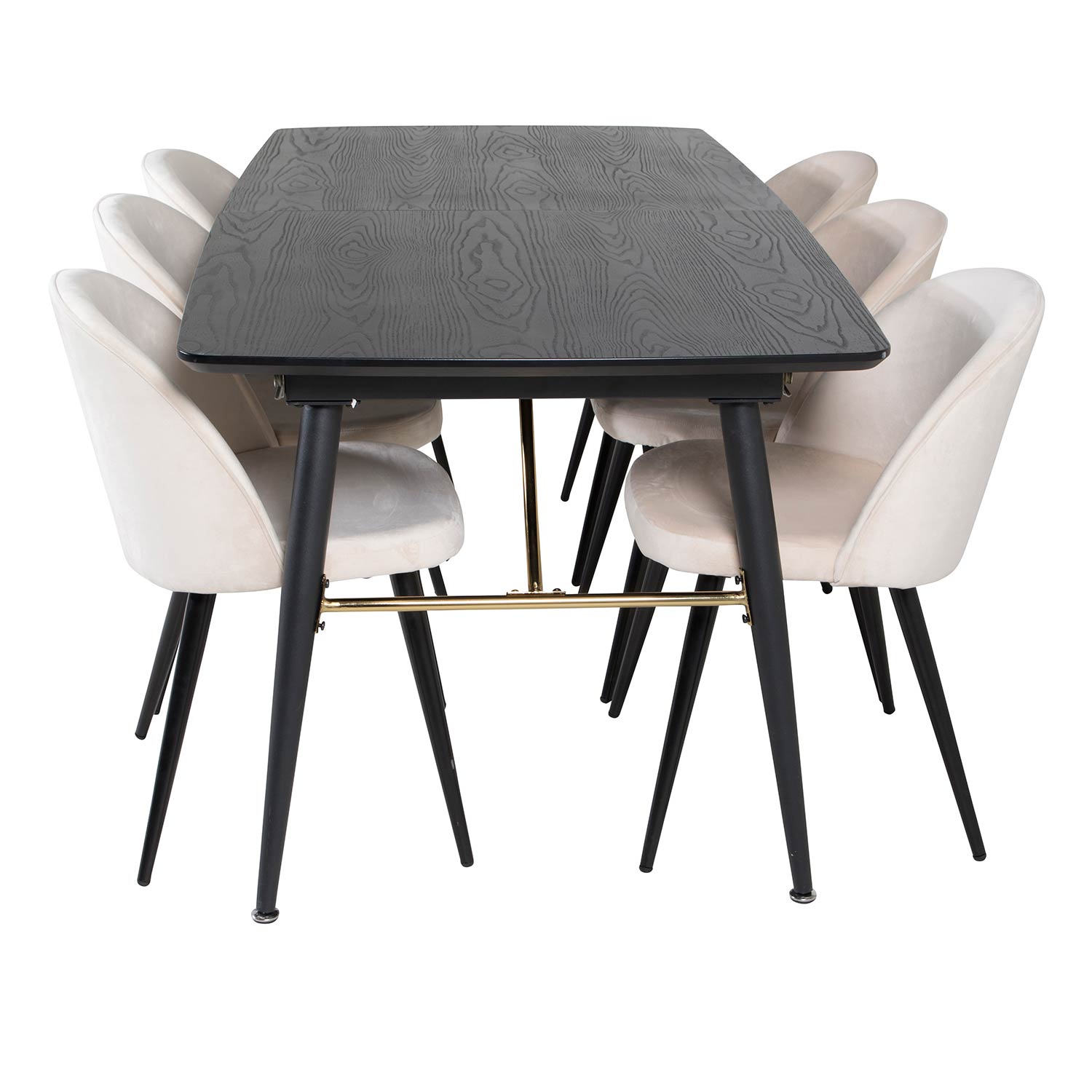 Spisegruppe Venture Home Gold med 6 Velvet Stoler