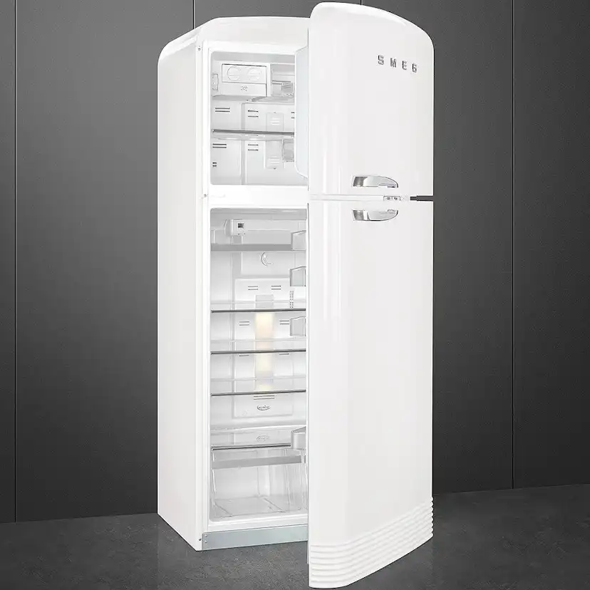 Smeg Fristående Kyl & Frys Dubbelkolonn 50's Style FAB50RWH5 Hvit med kromade håndtak, Høyrehengslet dør