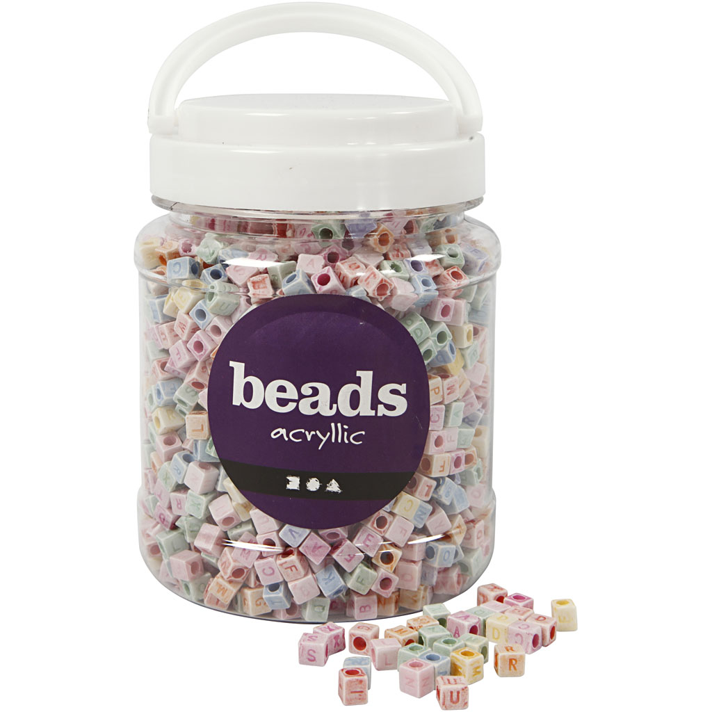 Bokstavperler Creativ Company Str 6x6 mm Hullstr 3 mm 700 ml/1 Pk
