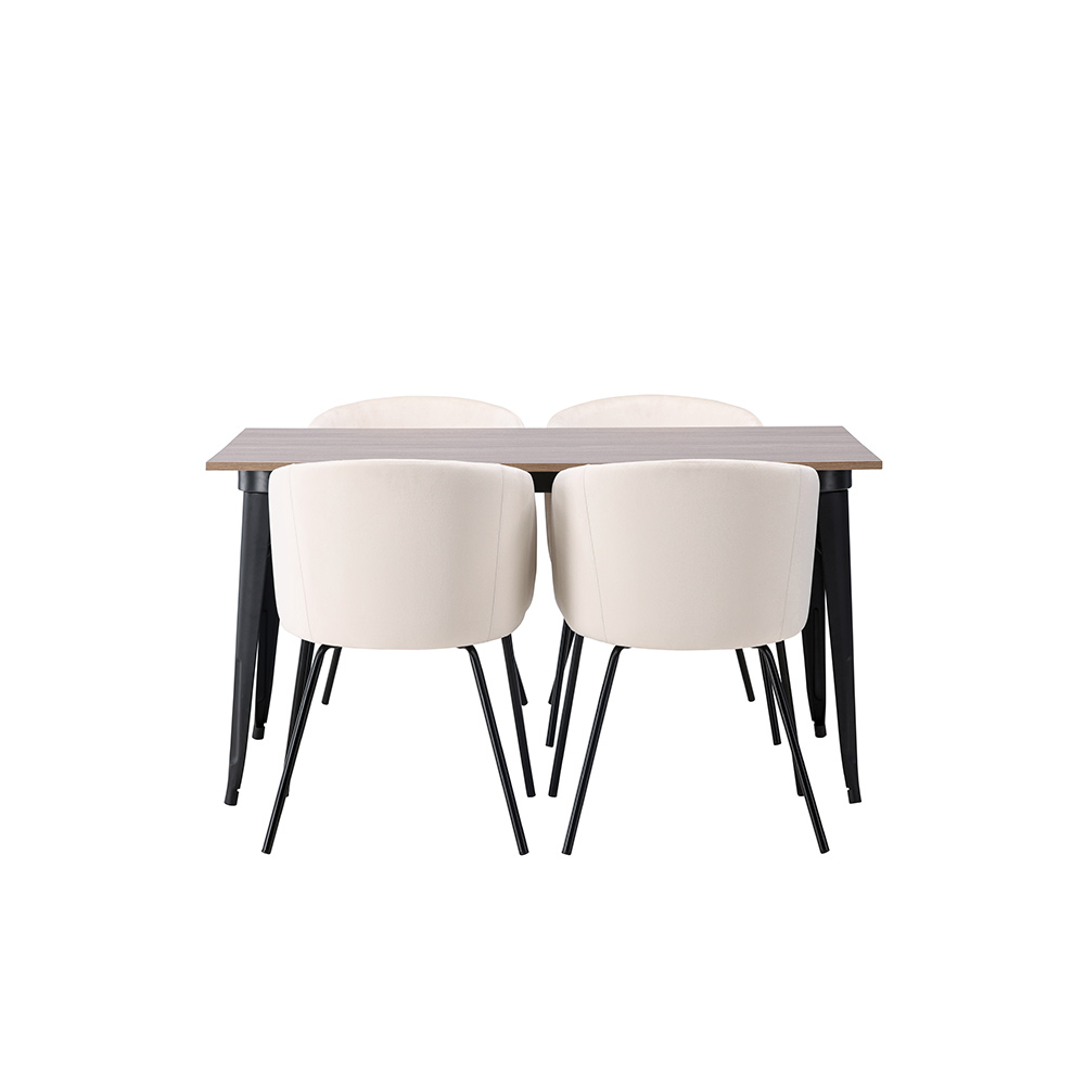 Spisegruppe Venture Home Tempe 140 cm med 4 Berit Stoler Fløyel
