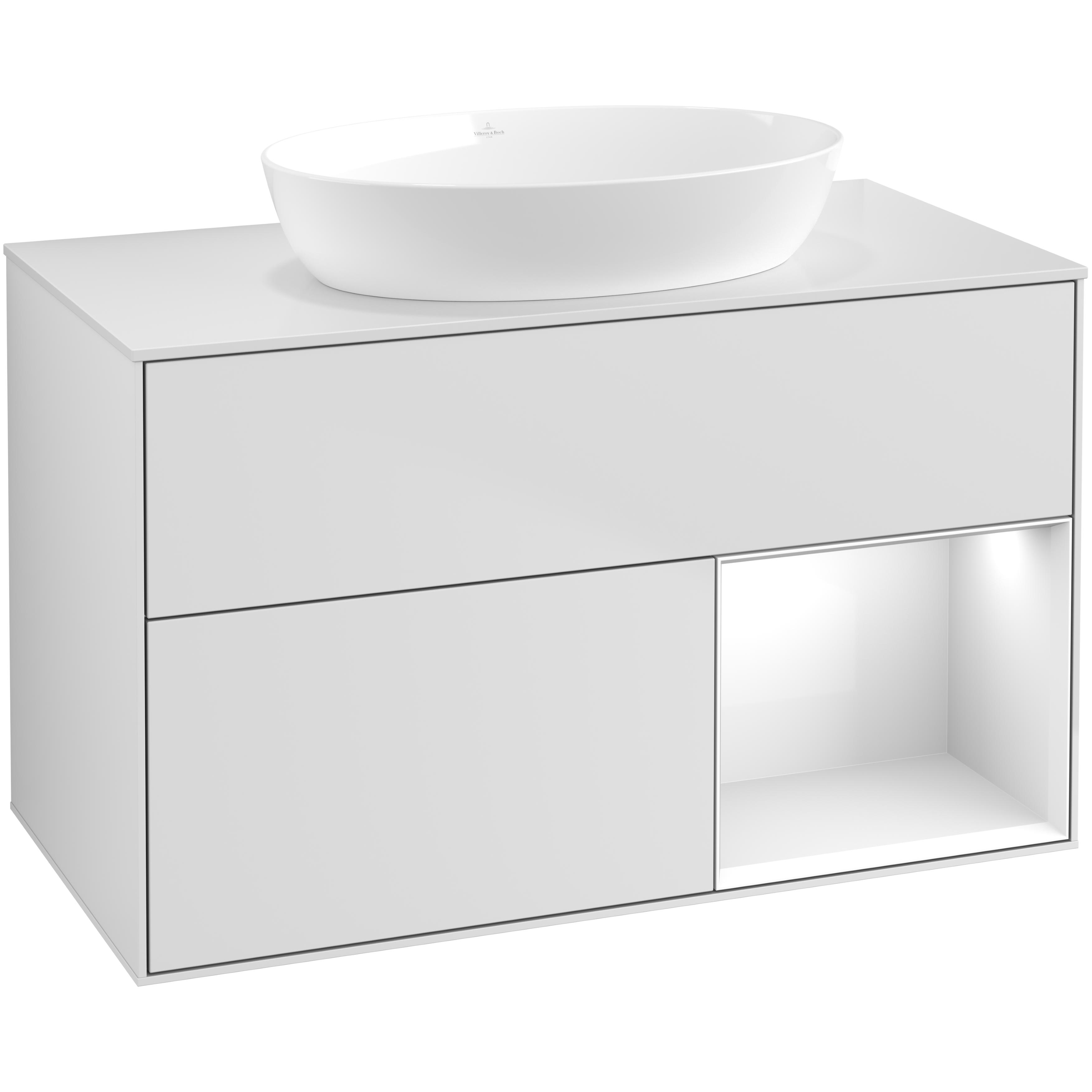 Tvättställsskåp Villeroy & Boch Finion med 2 Lådor Hylla och Bänkskiva för Fristående Tvättställ från Artis & Collaro | badrum - badrumsmobler - tvattstallsskap-och-kommod | KakelKungen