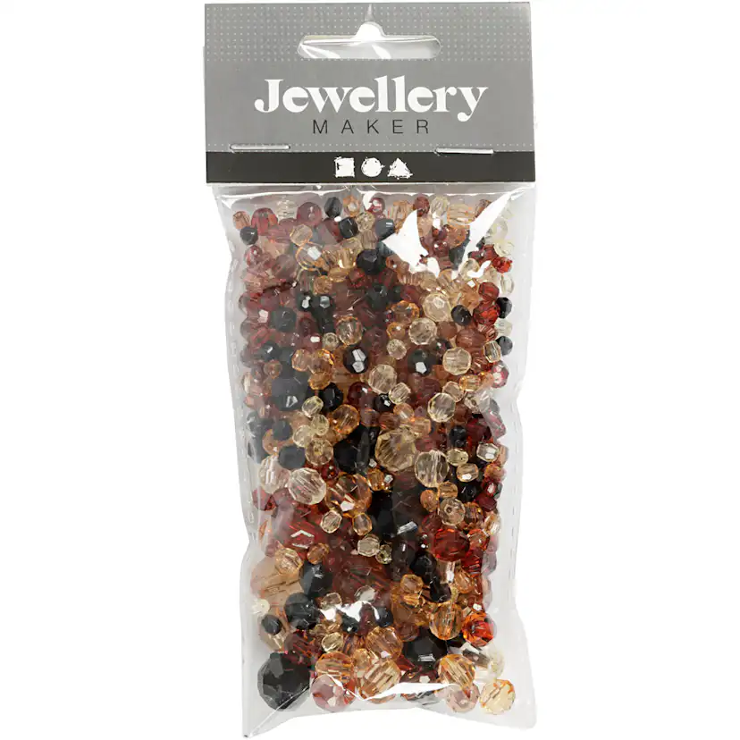 Plastperler Creativ Company Harmoni Facettperlemix Str 4-12 mm Hullstr 1-2,5 mm1 Pk
