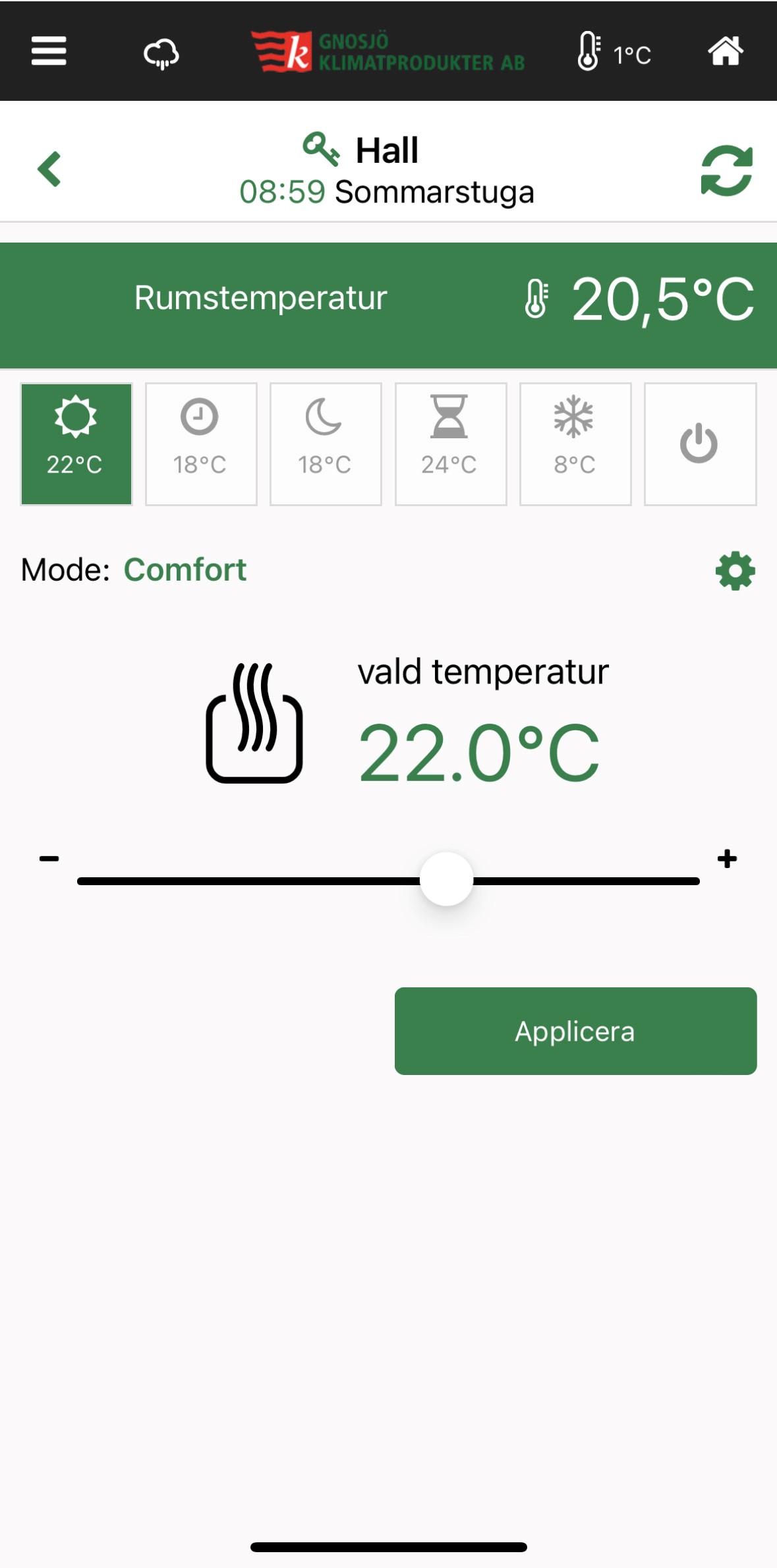 Panelovn Gnosjö Klimatprodukter Oljefylt 2080 med WiFi
