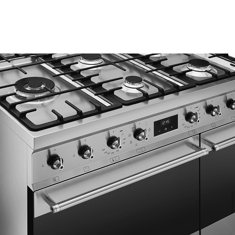 Gasskomfyr Smeg C92GMX2 Sinfonia Rustfri med Dobbelovn og Grillfunksjon