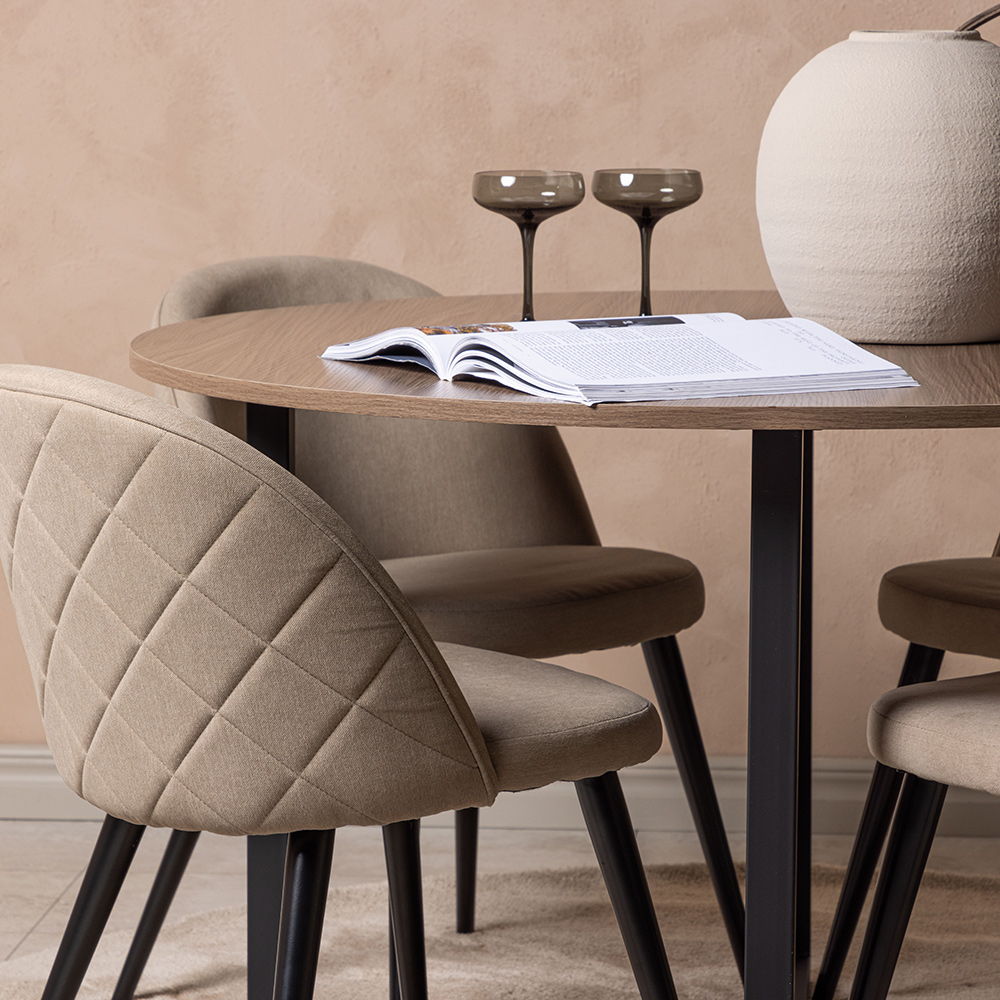 Spisegruppe Venture Home Durango Ø 120 cm med 4 Velvet Stoler
