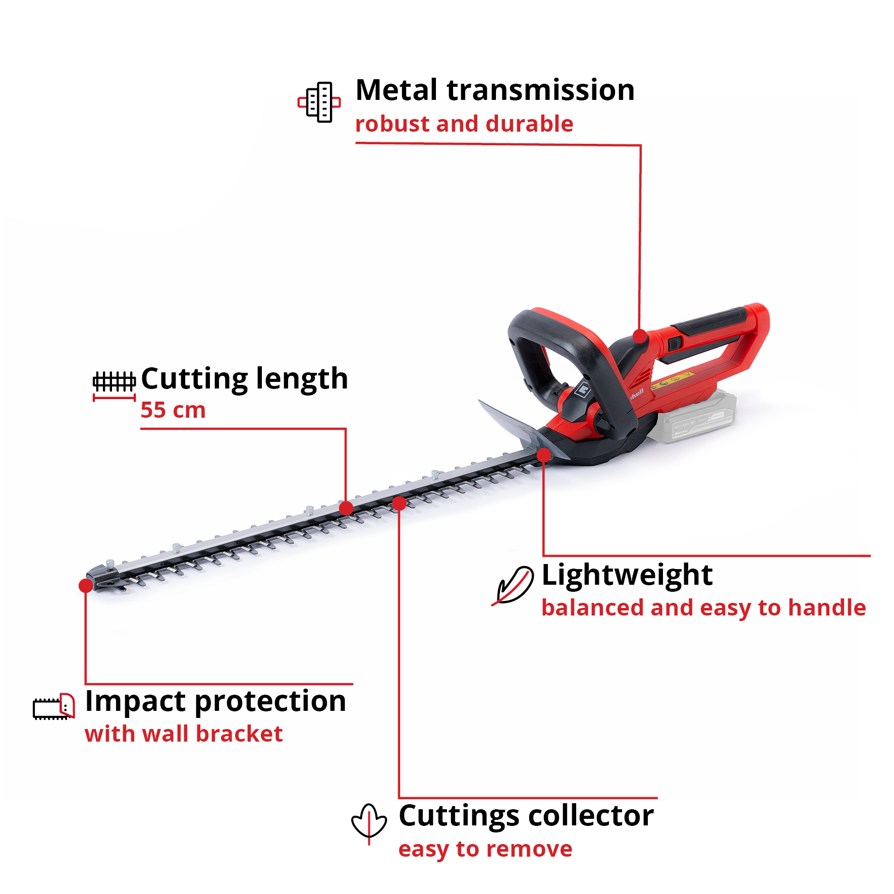 Hekksaks Einhell 55 cm 18 V Li-jon Solo GE-CH 1855/1 uten Batteri