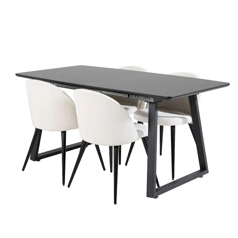 Spisegruppe Venture Home Ina med 4 Valentina Stoler Manchester