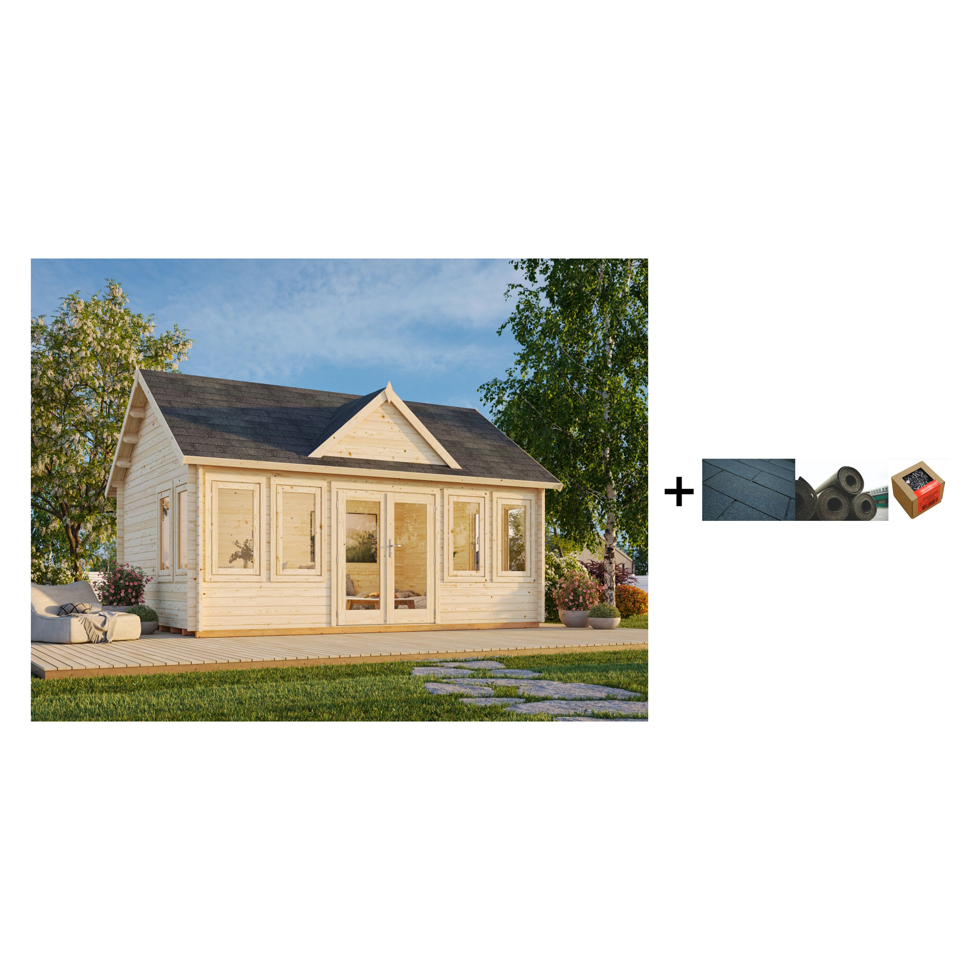 Anneks Palmako Claudia 19,4 m2 med Shingel, Papp og Spiker