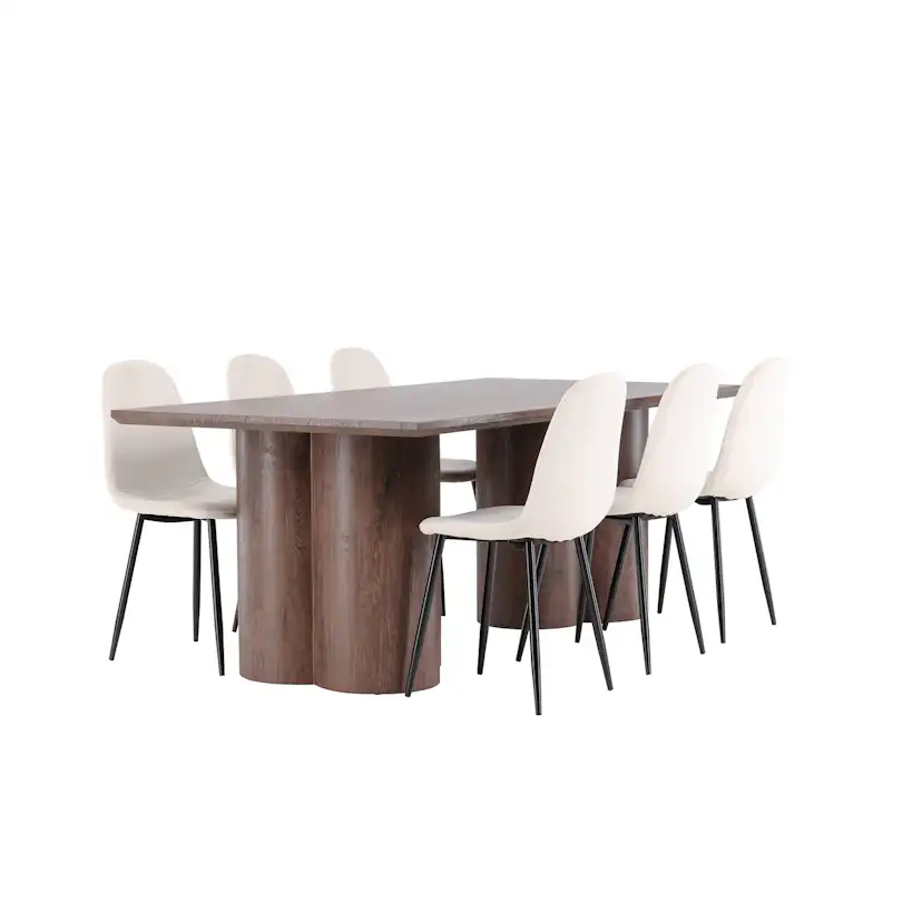 Spisegruppe Venture Home Olivia 210 med 6 stk Polar Stoler Fløyel
