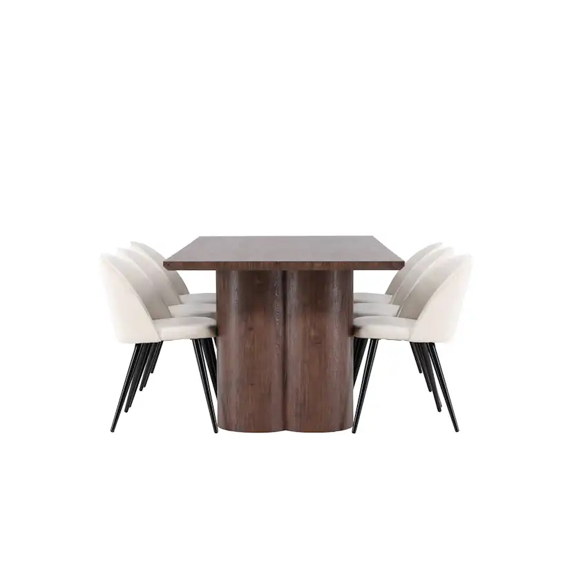 Spisegruppe Venture Home Olivia 210 med 6 stk Velvet Stoler