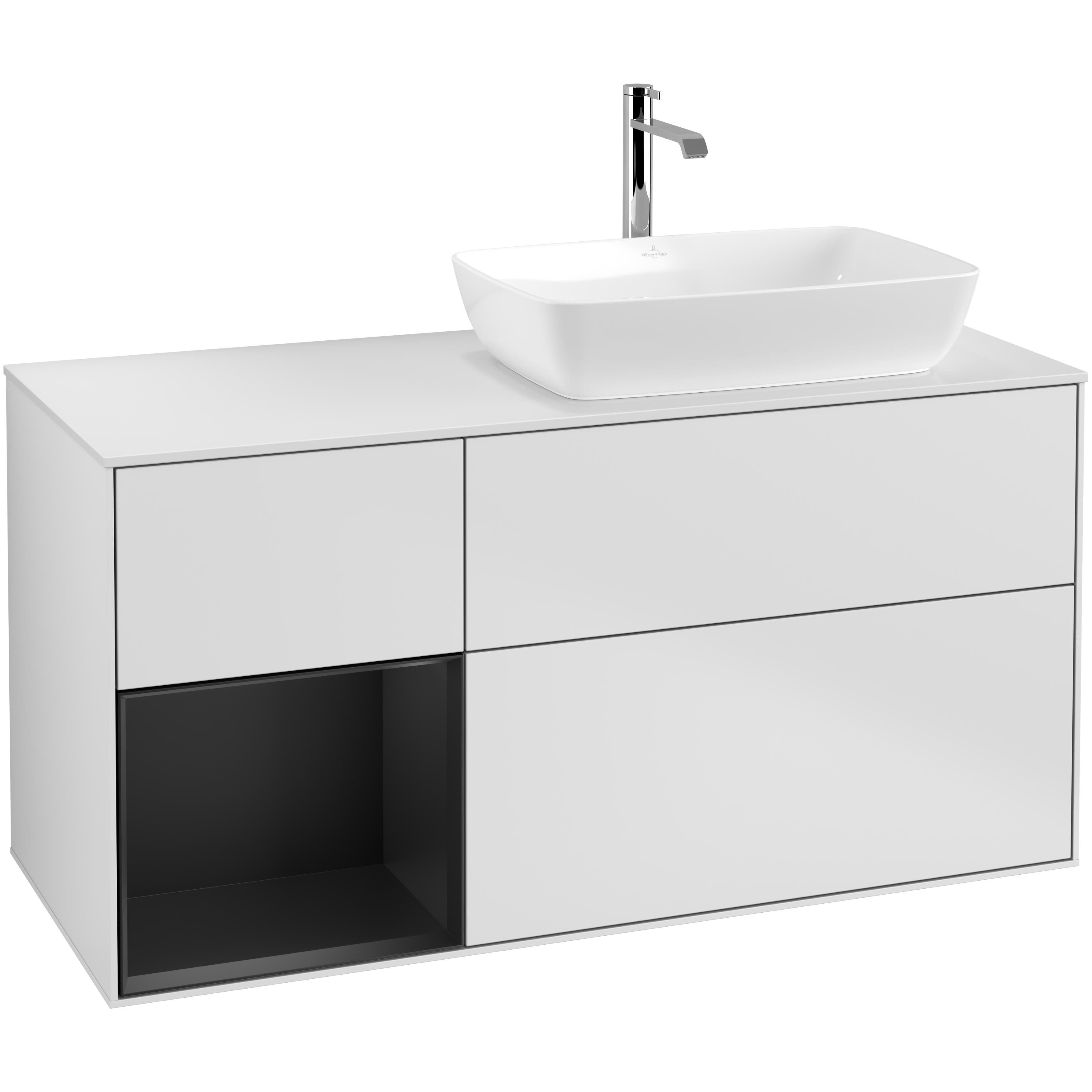 Tvättställsskåp Villeroy & Boch Finion med 3 Lådor Hylla och Bänkskiva för Ocentrerat Tvättställ från Artis & Collaro