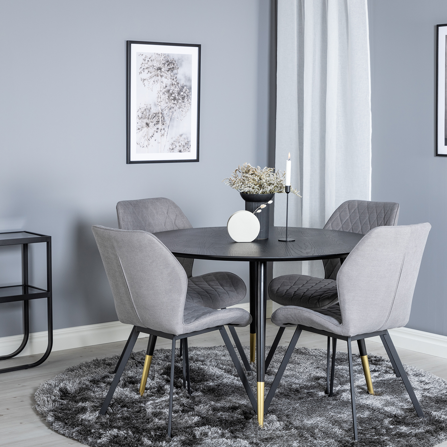 Spisegruppe Venture Home Dipp Ø115 cm med 4 Gemma Stoler