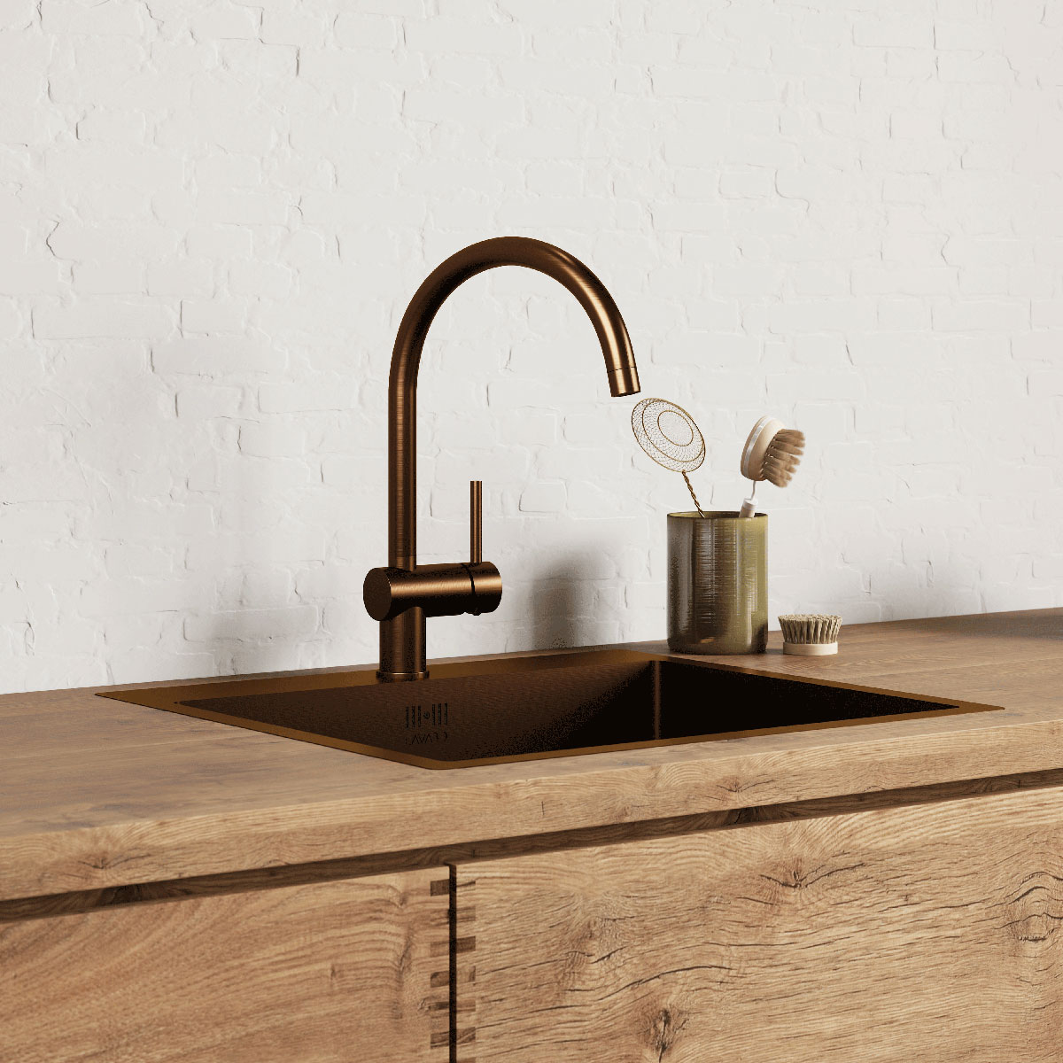 Lavabo Kubus 540 Soft, bruneret massiv messing Farge: Brun Messing, Overflate: Polert