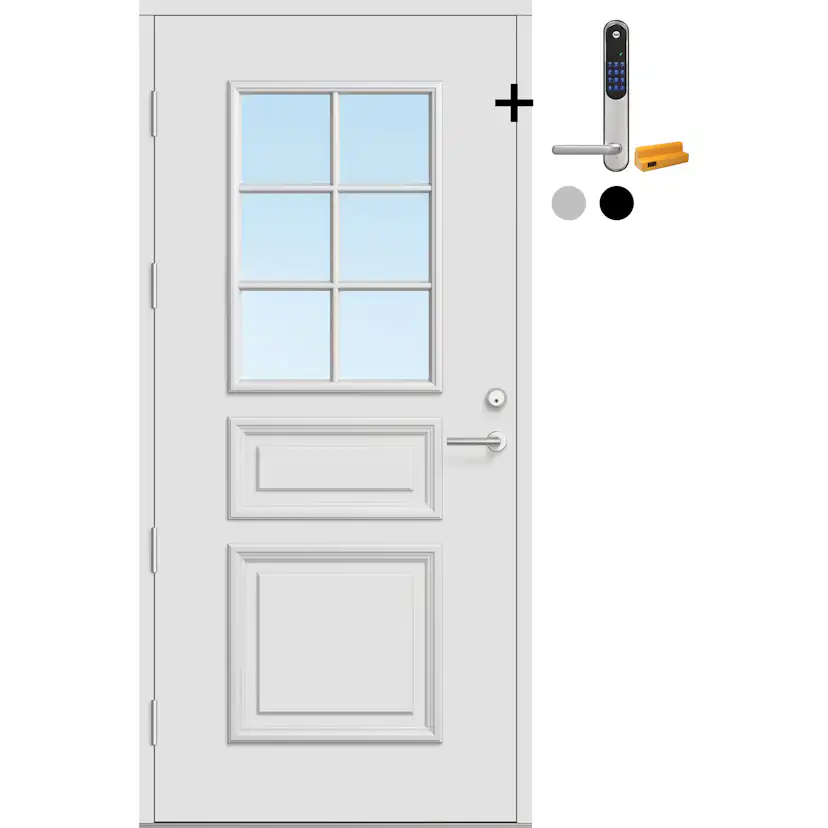 Ytterdør Bygg1 Fjord 03 Klarglass med Yale Doorman Classic Home