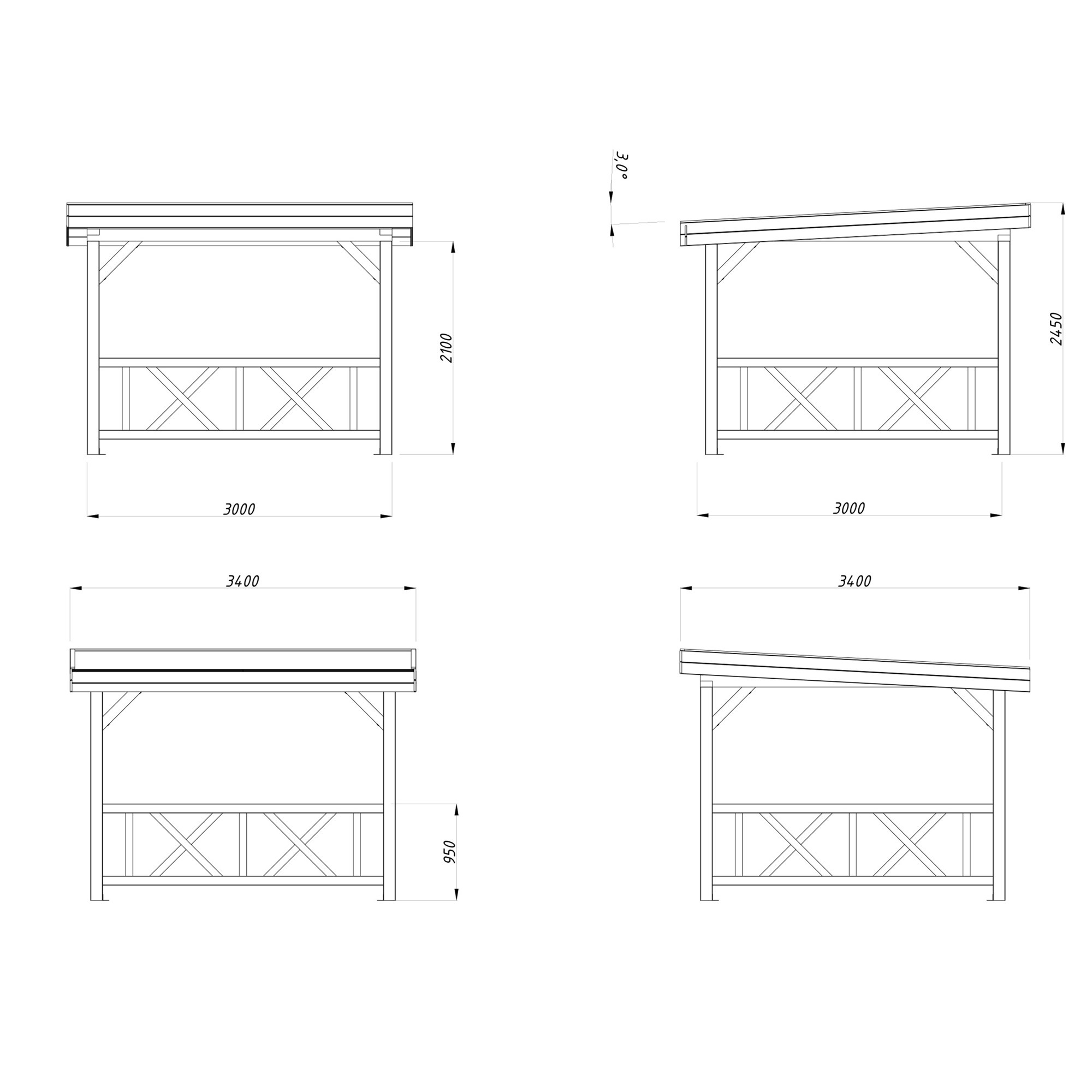 Lenna paviljong 8,3 m2 Set 301 Ubehandlet Tre