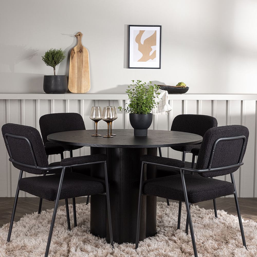 Spisegruppe Venture Home Olivia Ø110 cm med 4 stk Yesterday Stoler