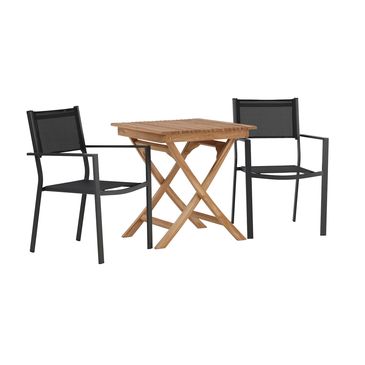 Cafégruppe Venture Home Ghana Teak 70x70 cm med 2 Copacabana Stablestoler
