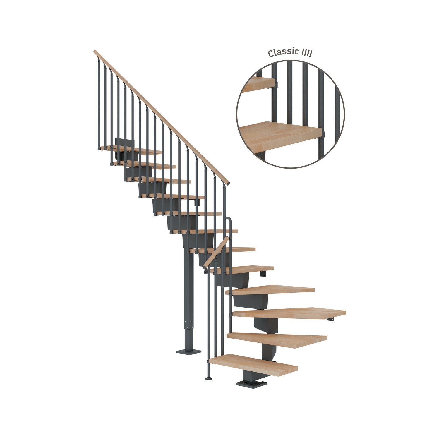 Hovedtrapp Dolle Dubai Bøk Oljet 1/4-Sving Classic IIII
