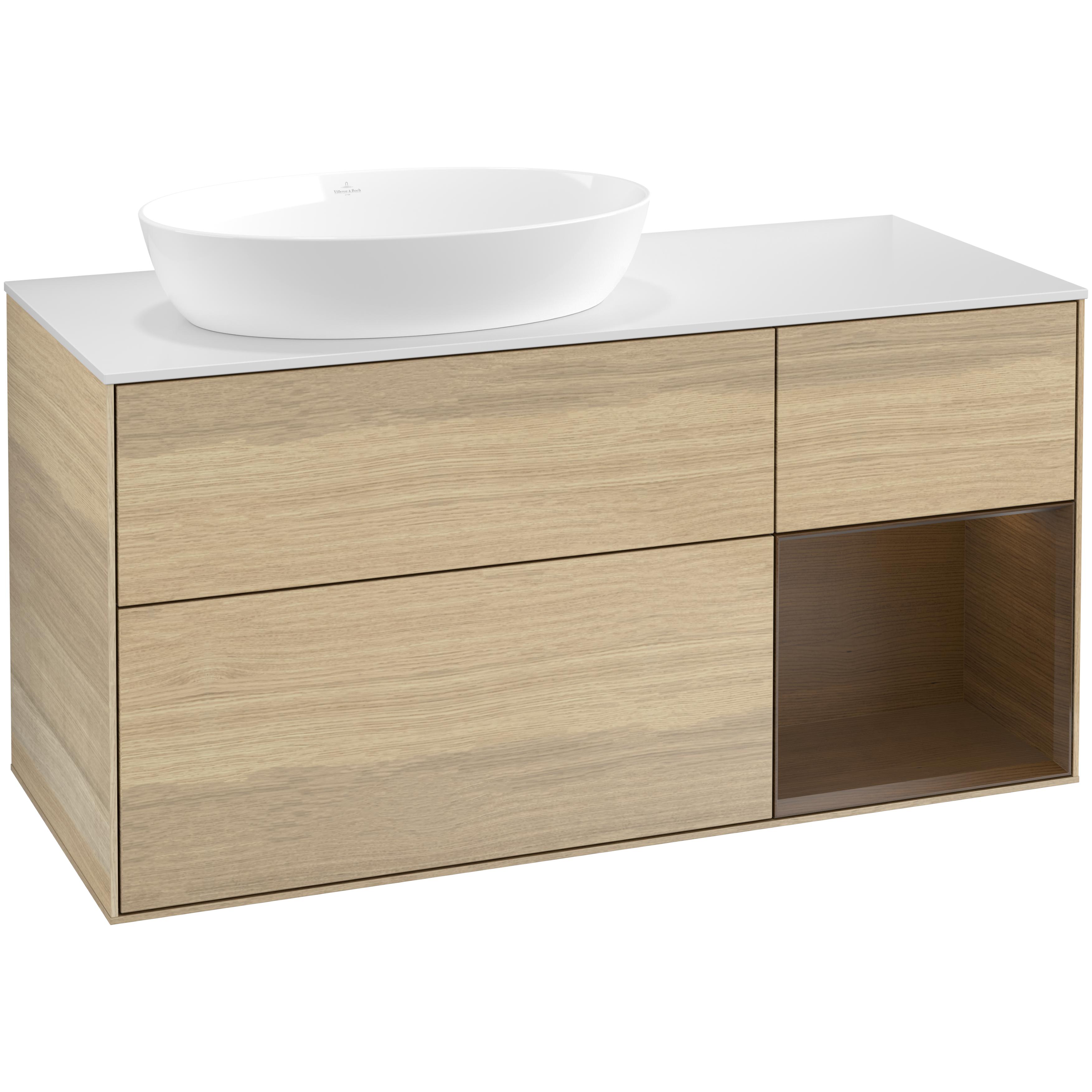 Tvättställsskåp Villeroy & Boch Finion med 3 Lådor Hylla och Bänkskiva för Ocentrerat Tvättställ från Artis & Collaro