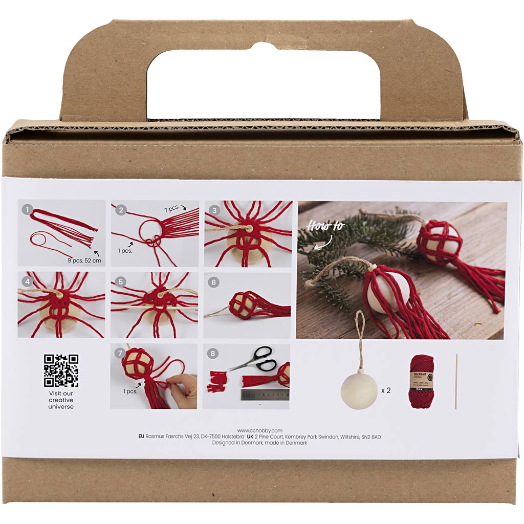 Julekuler Creativ Company DIY Kit Julerød Macramé