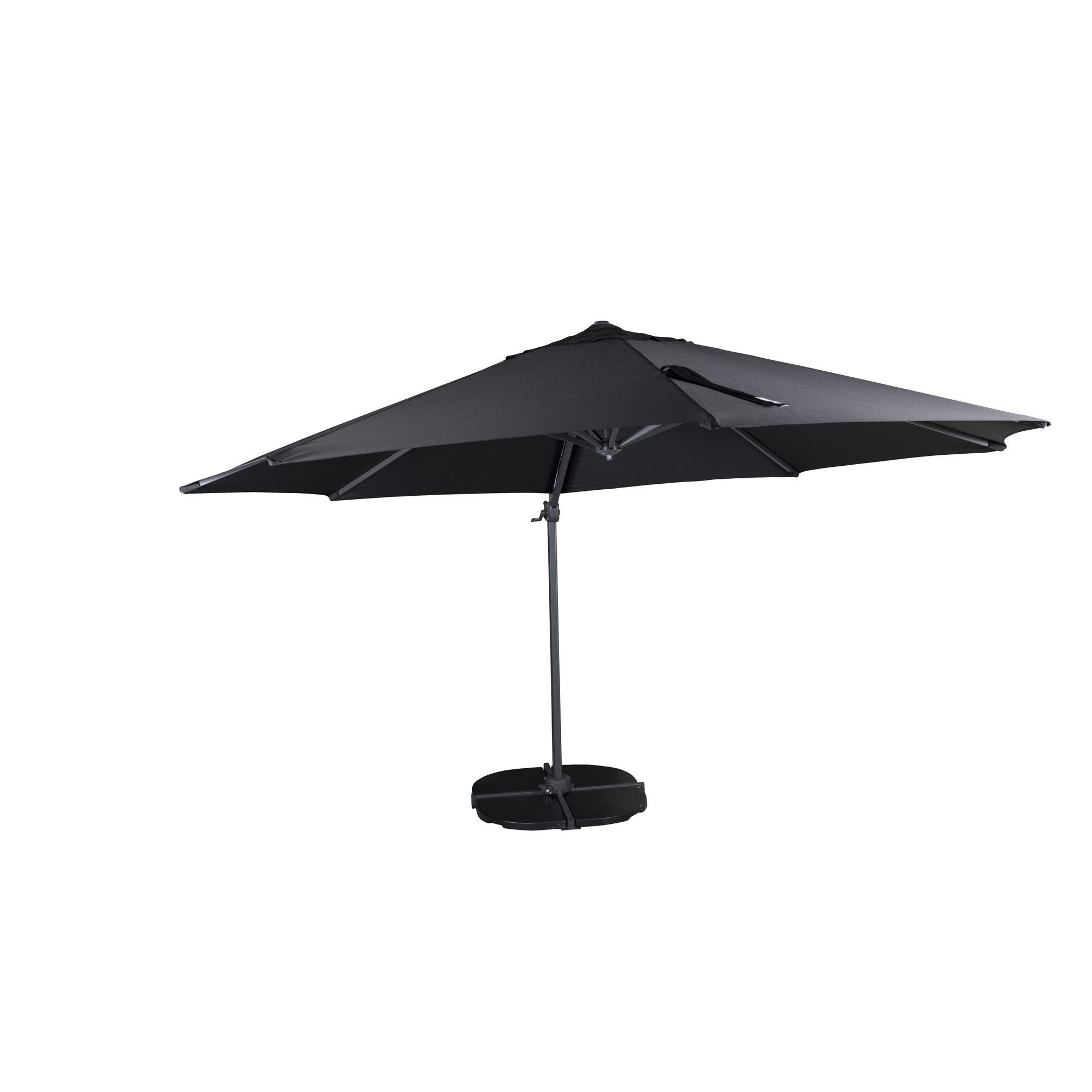 Leeds - Umbrella 3,5m - Black Alu/Black Fabric Sort/Sort, Ø 3,5 m