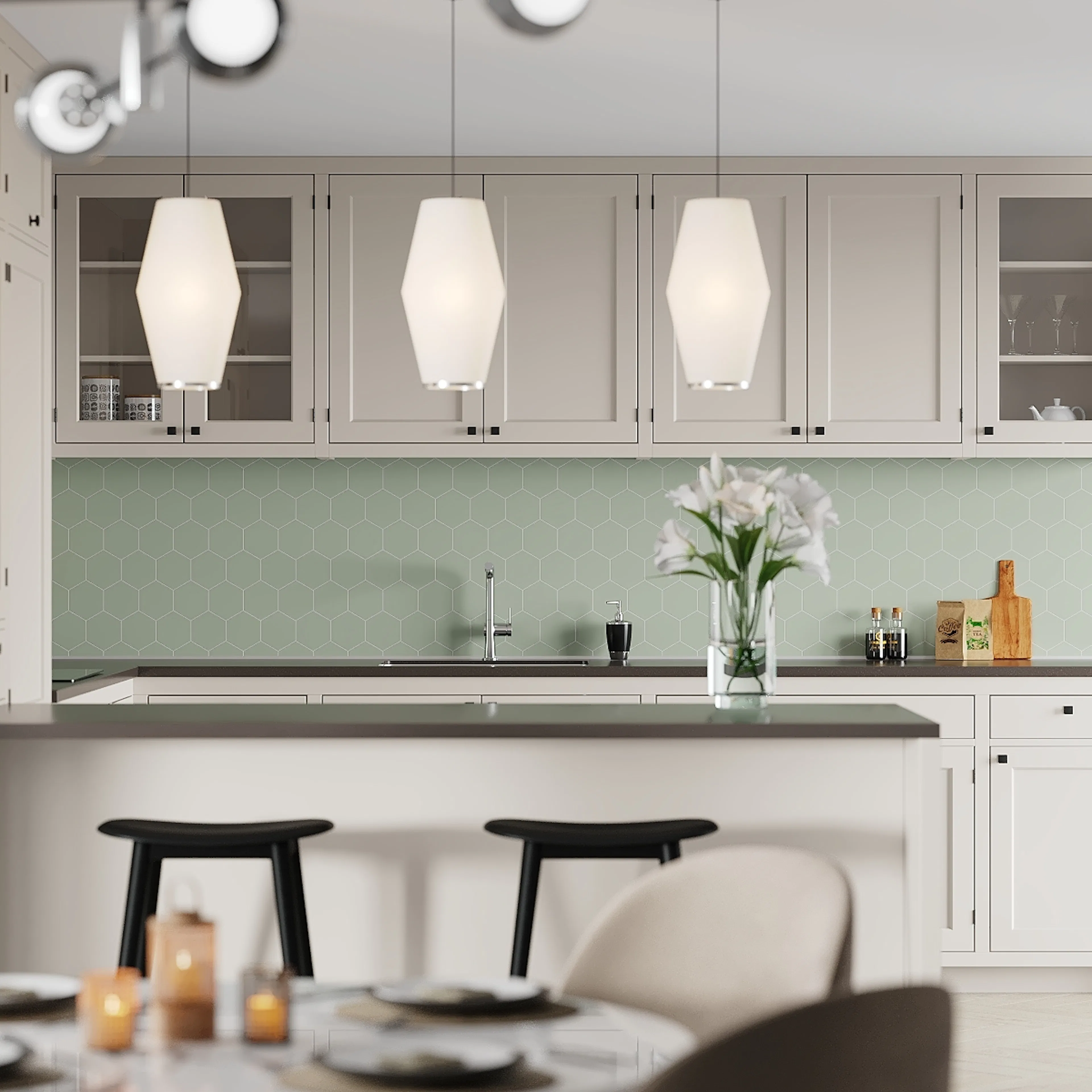 Kitchen Board Fibo 5206-KM71 EM Olive Green Hexagon