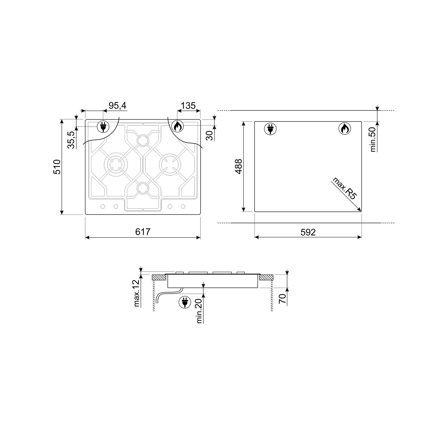 Gasskoketopp Smeg Classic PGF64-4