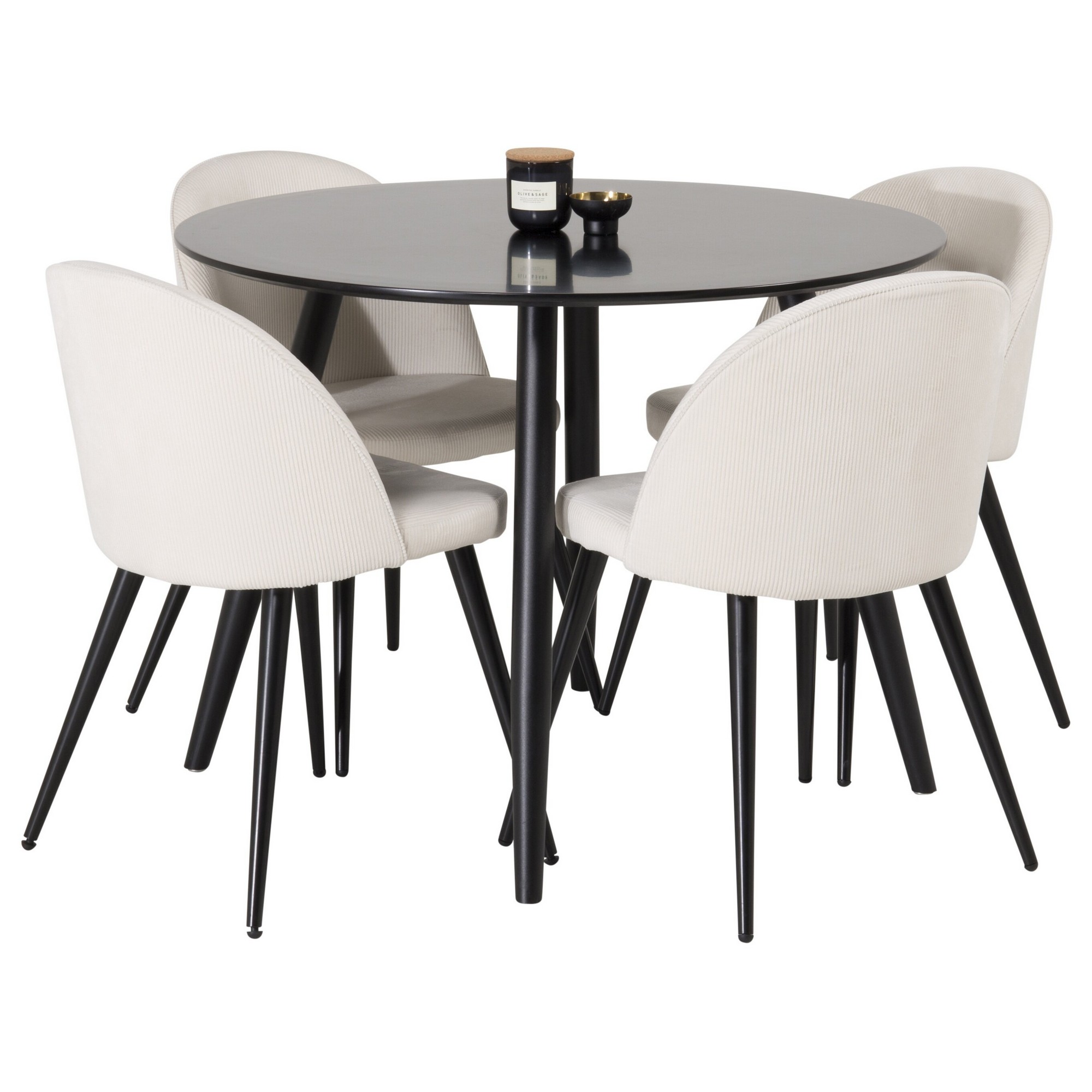 Spisegruppe Venture Home Plaza med 4stk Velvet Stoler