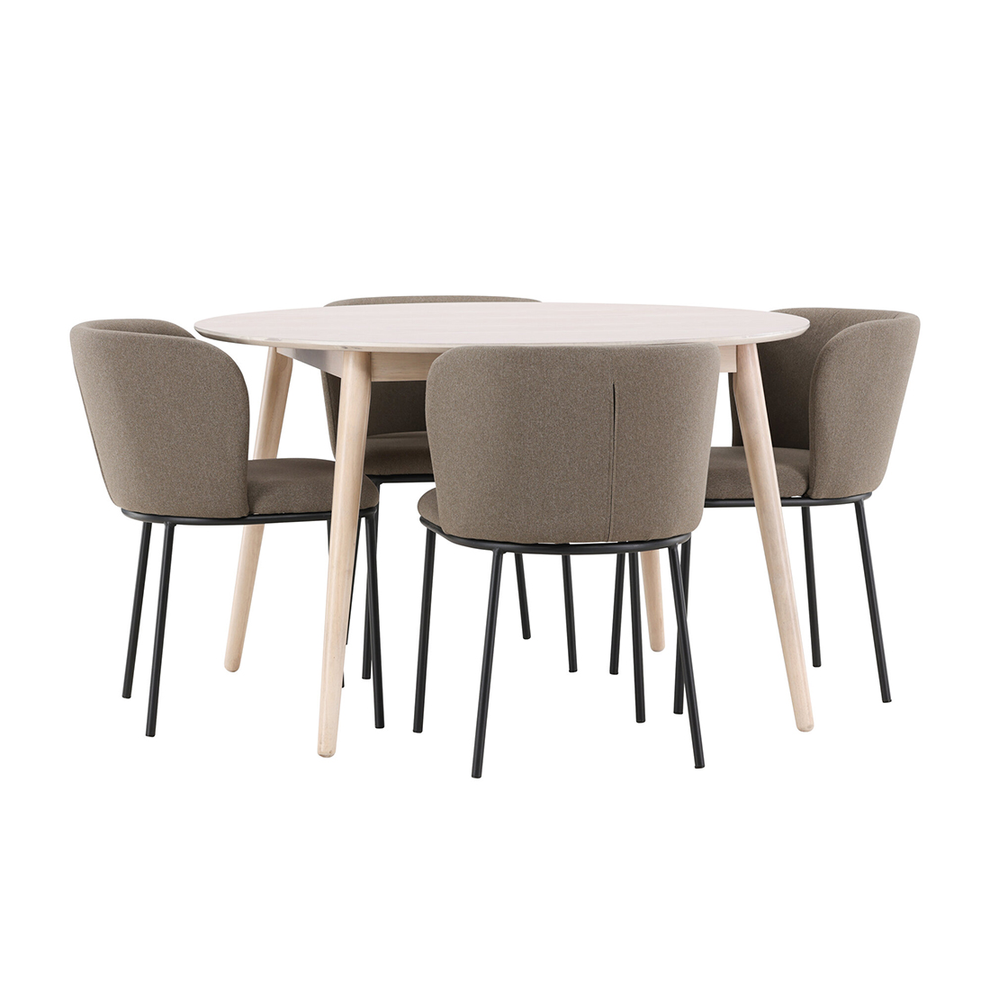 Spisegruppe Venture Home Flora Ø120 cm med 4st Edina Spisestoler