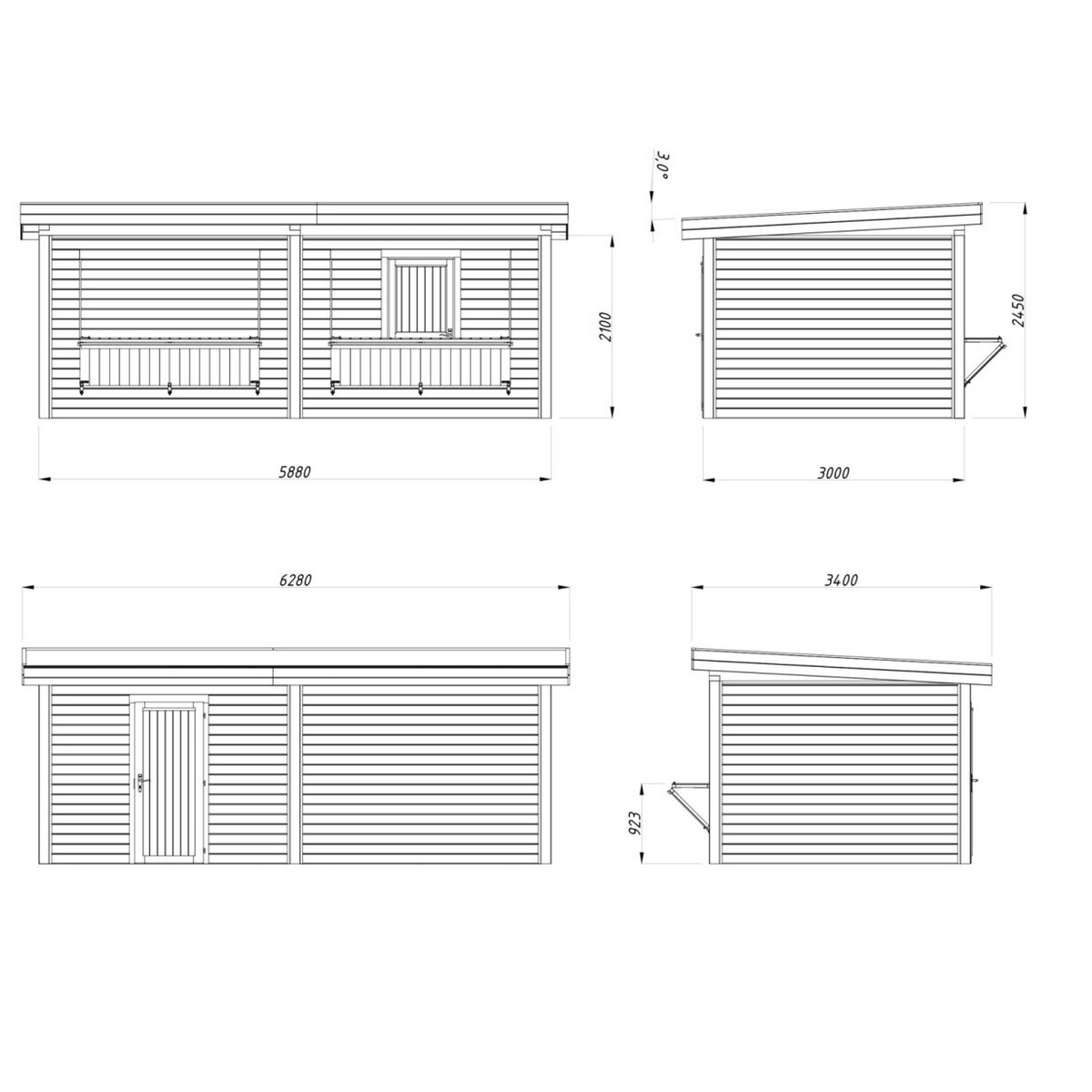 Lenna kiosk 16,6 m2 Set 311 Ubehandlet Tre
