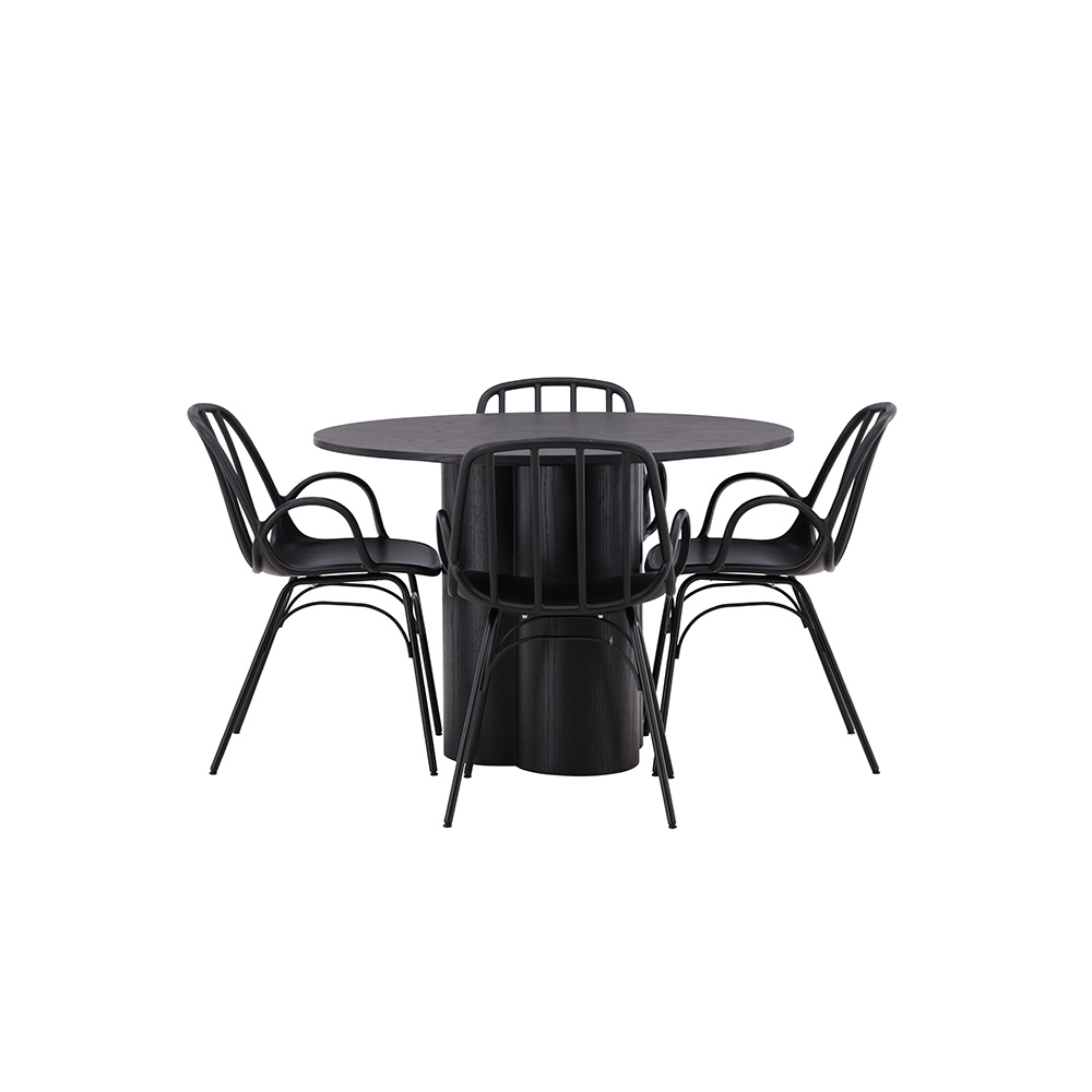 Spisegruppe Venture Home Olivia Ø 110 cm med 4 Dyrön Stoler