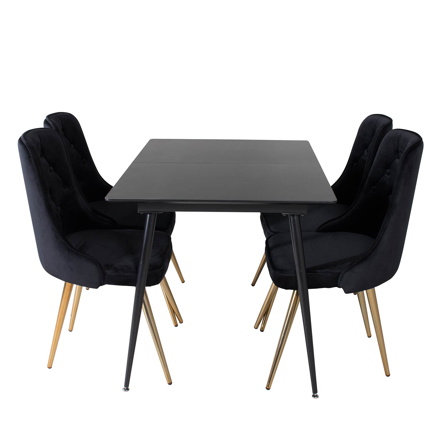 Spisegruppe Venture Home Silvia med Innleggsplate og 4 Vera Stoler Fløyel