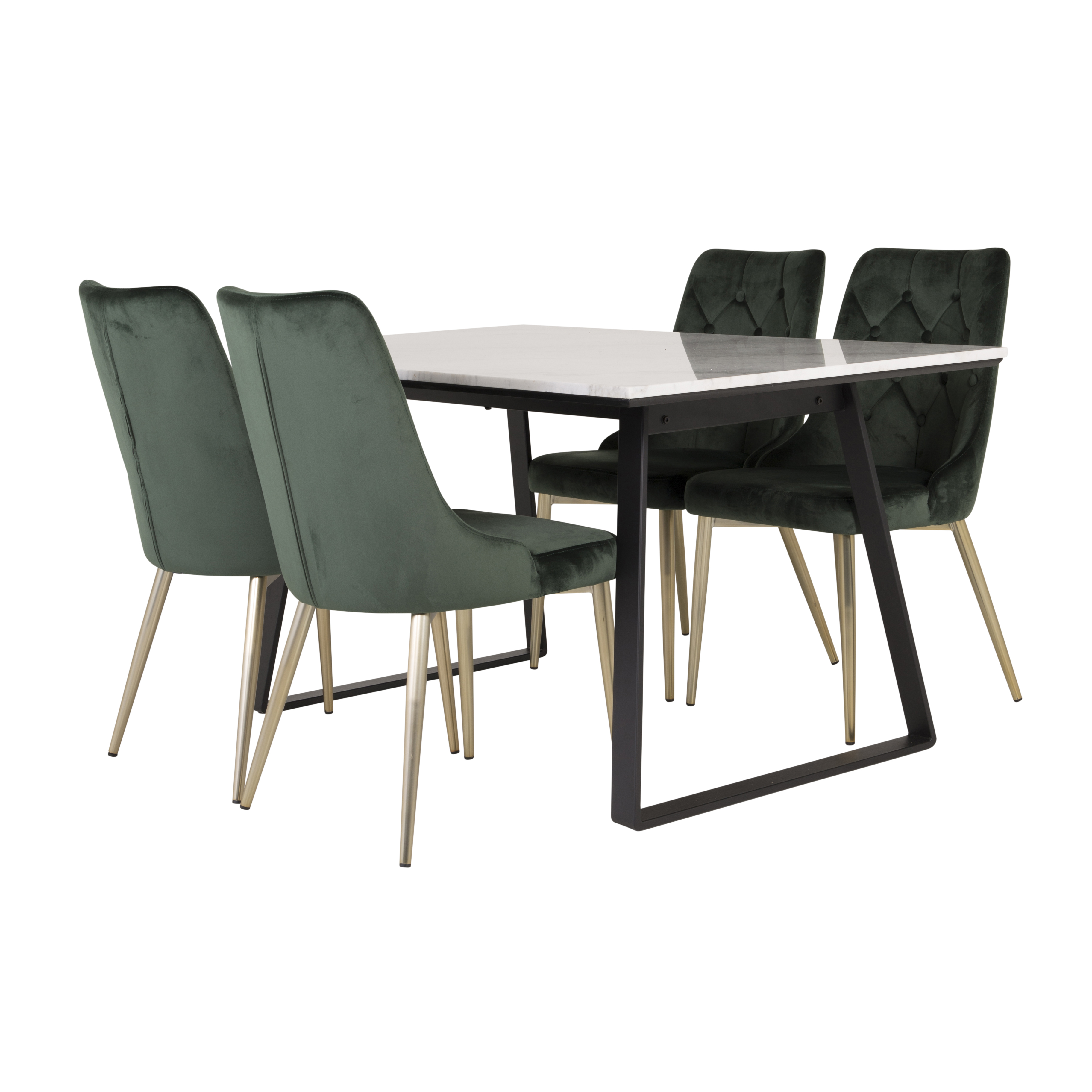 Spisegruppe Venture Home Estelle 140 med 4 Vera Stoler Fløyel/Messing