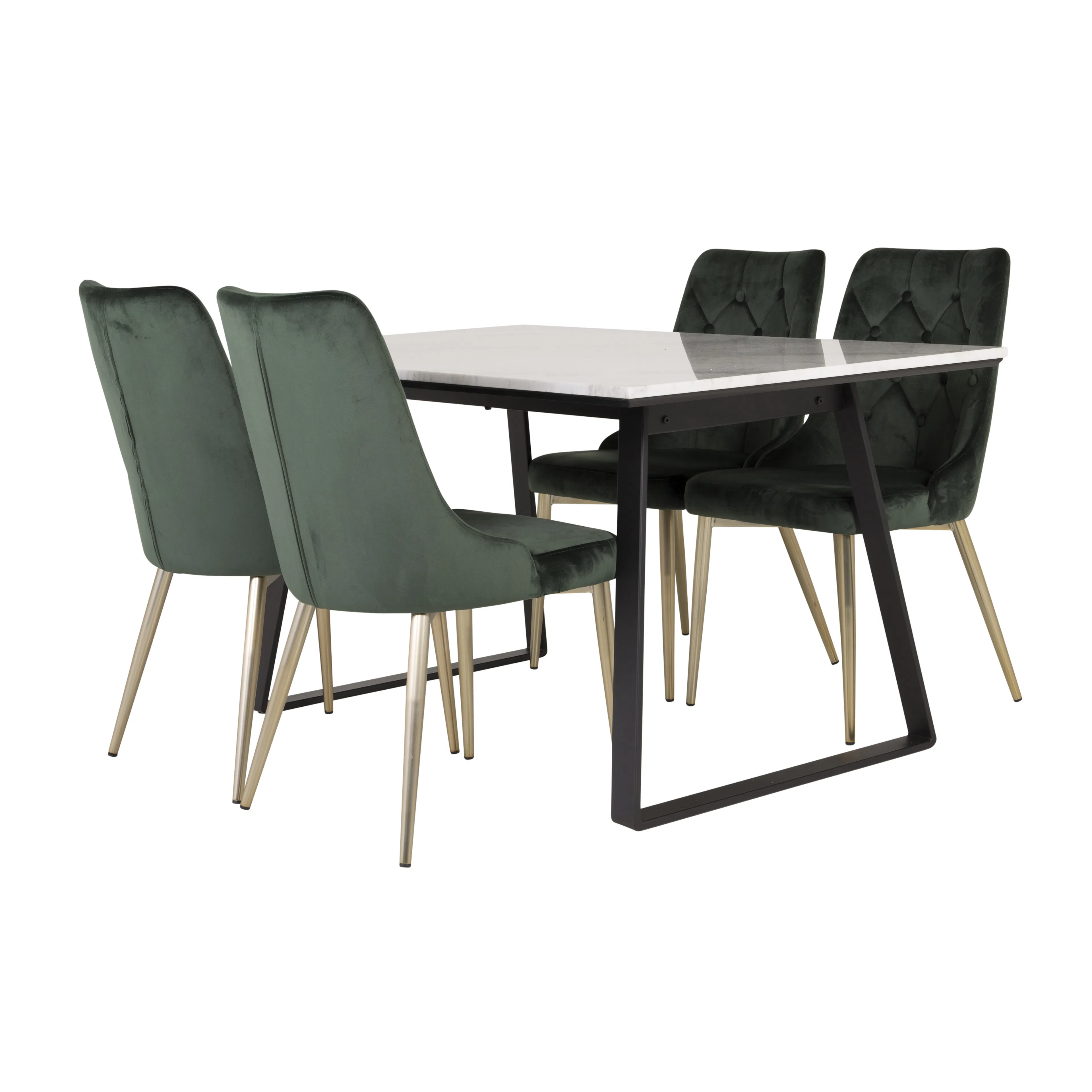 Spisegruppe Venture Home Estelle 140 med 4 Vera Stoler Fløyel/Messing