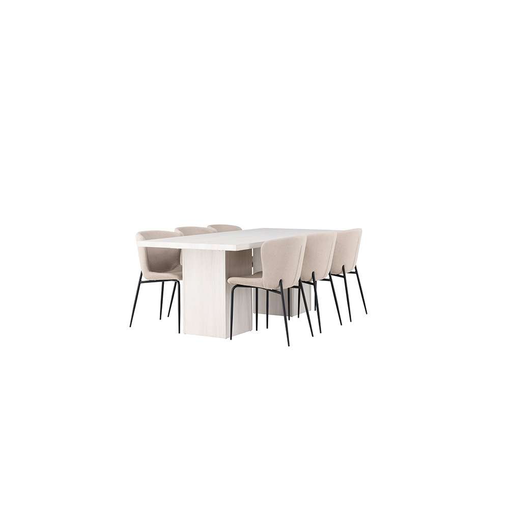Spisegruppe Venture Home Olga med 6 stk Modesto Stoler
