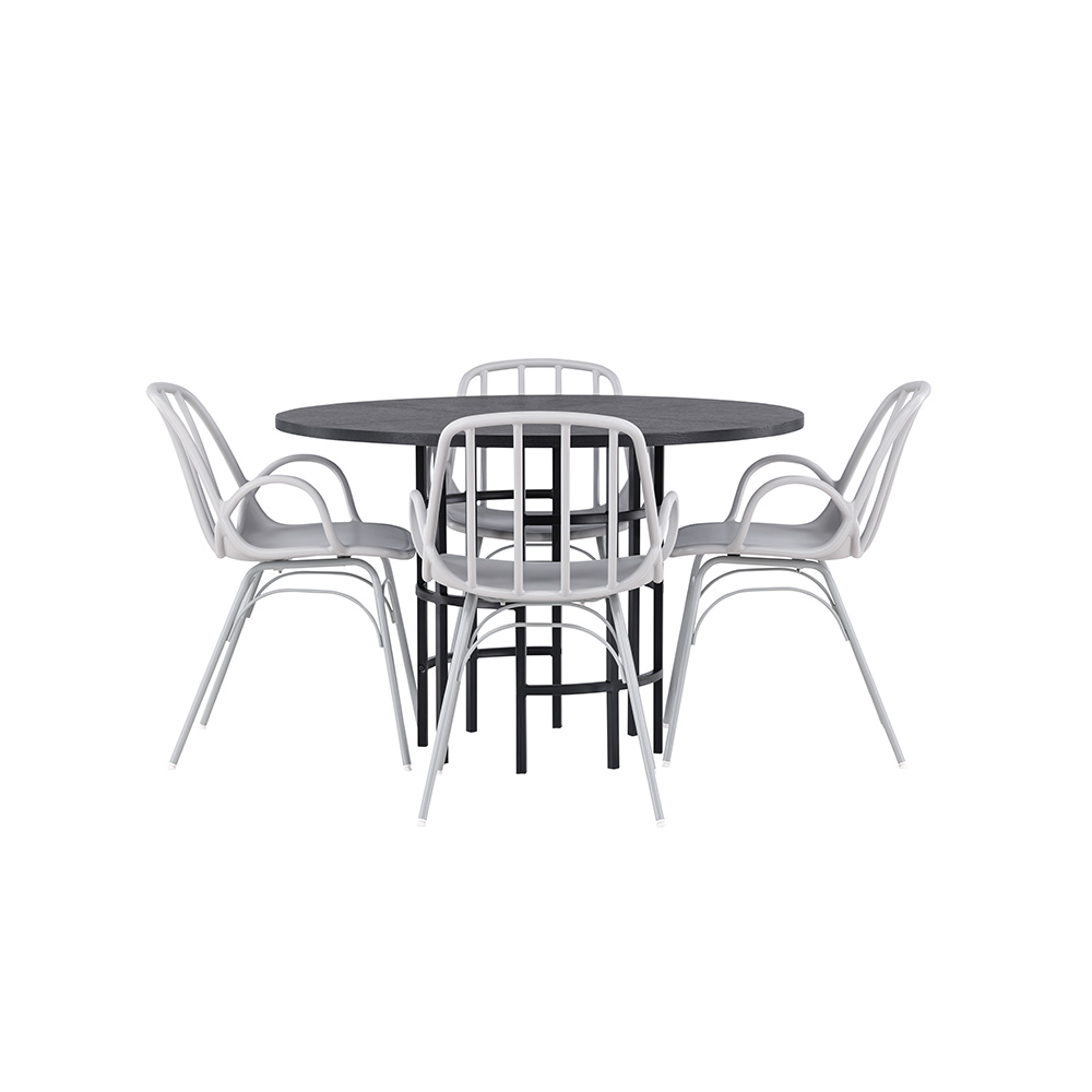 Spisegruppe Venture Home Copenhagen Ø 115 cm med 4 Dyrön Stoler