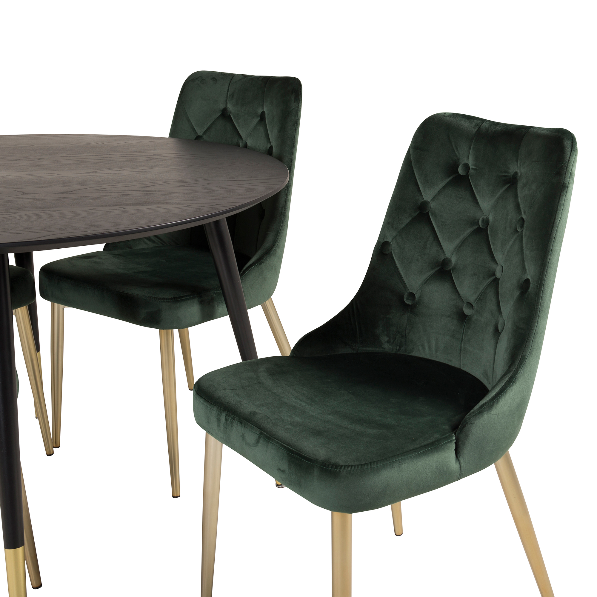 Spisegruppe Venture Home Dipp Ø115 cm med 4 Velvet Deluxe Stoler