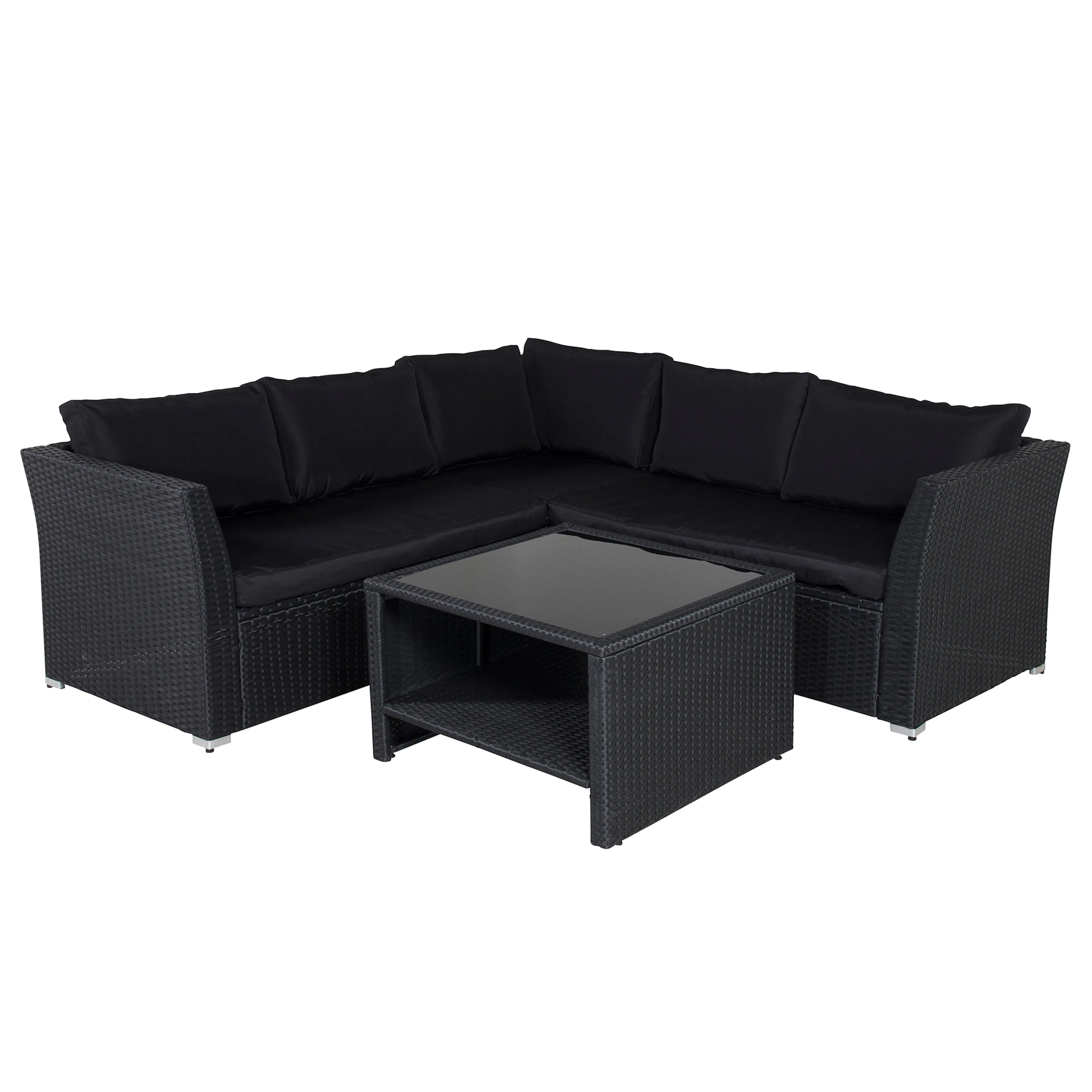 Haiti Sofa Set - Black Wicker / Black Cushion Sort