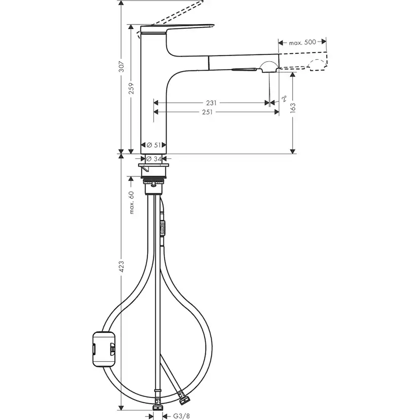 Kjøkkenbatteri Hansgrohe Zesis M33 160 2jet