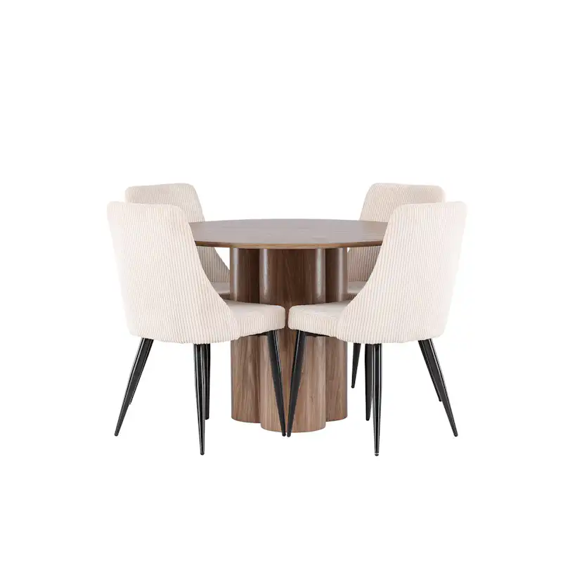 Spisegruppe Venture Home Olivia Ø110 med 4 stk Leone Stoler